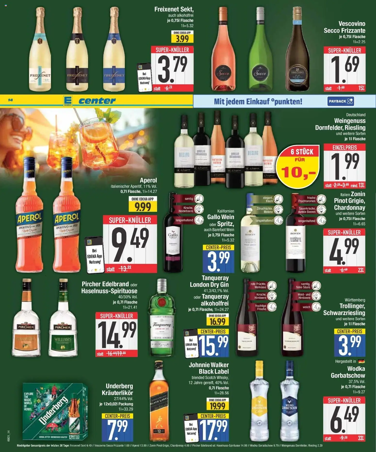 E center Prospekt Niederwinkling – gültig ab 17.05.2026 | Seite: 15 | Produkte: Walnüsse, Wodka gorbatschow, Wein, Gin