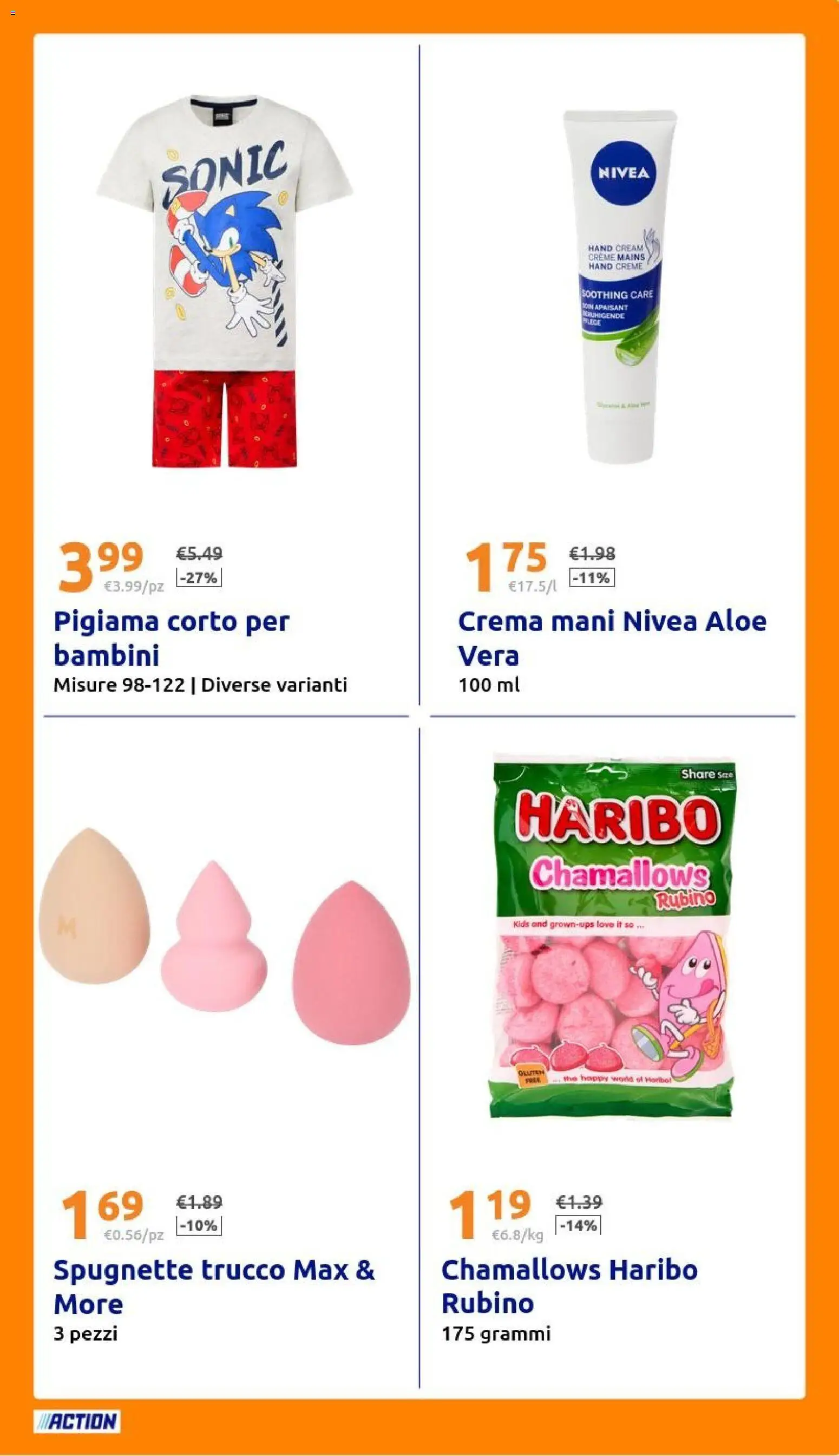 Volantino Action del 08/07/2026 | Pagina: 19 | Prodotti: Crema, Pigiama, The, Trucco