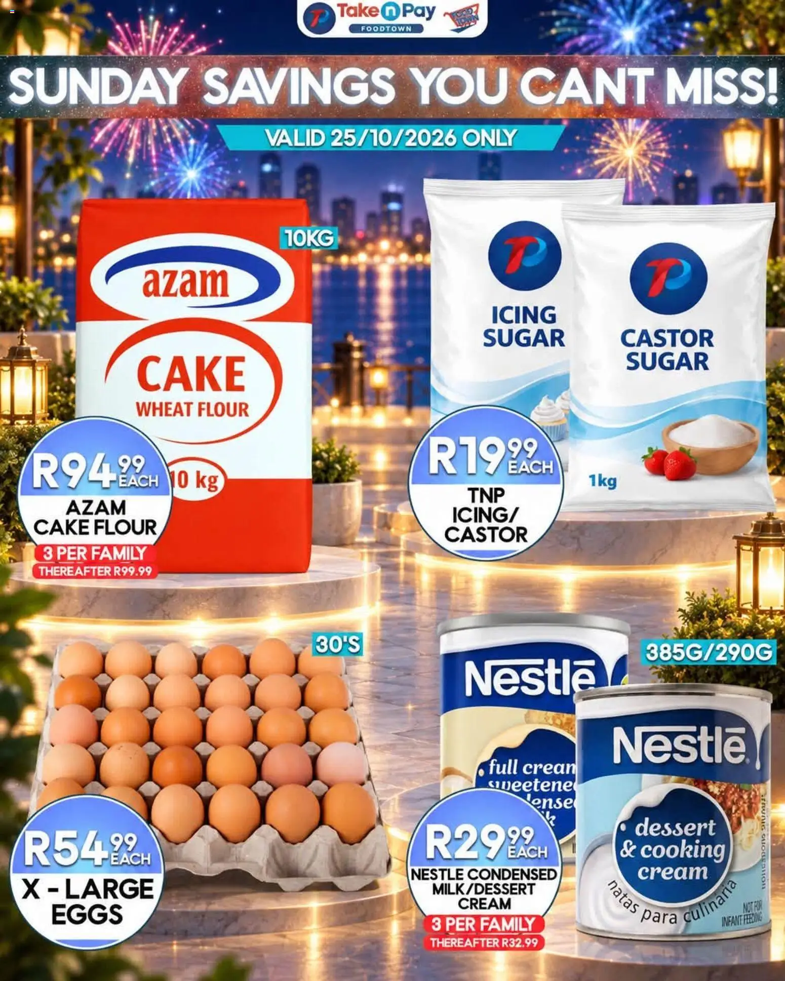 New Take n Pay catalogue – valid from 25/10/2026 | Page: 3 | Products: Cake, Icing sugar, Eggs, Sugar