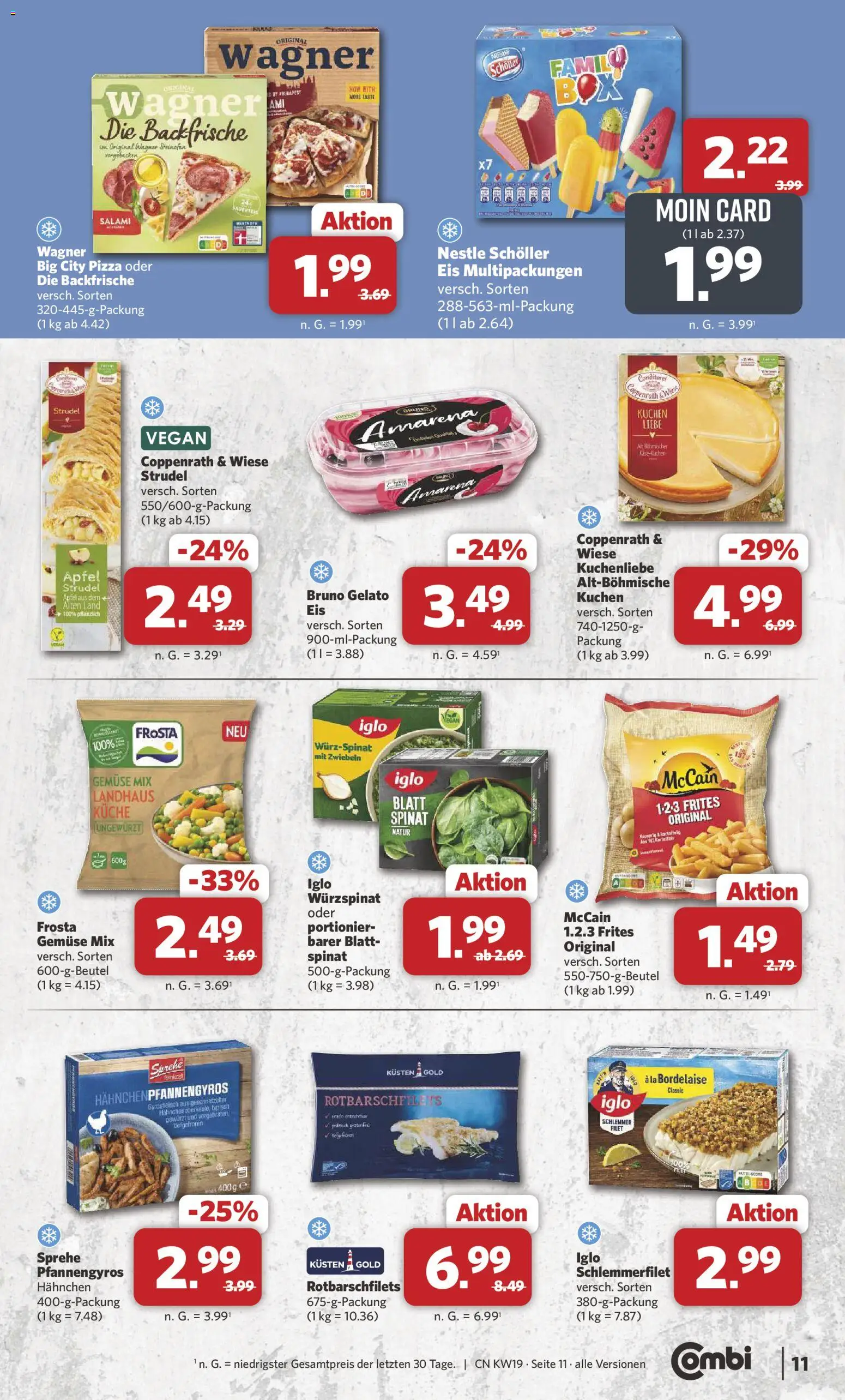 Combi Prospekt 	 – gültig ab 04.05.2026 | Seite: 11 | Produkte: Hahnchen, Frosta, Zwiebeln, Pizza