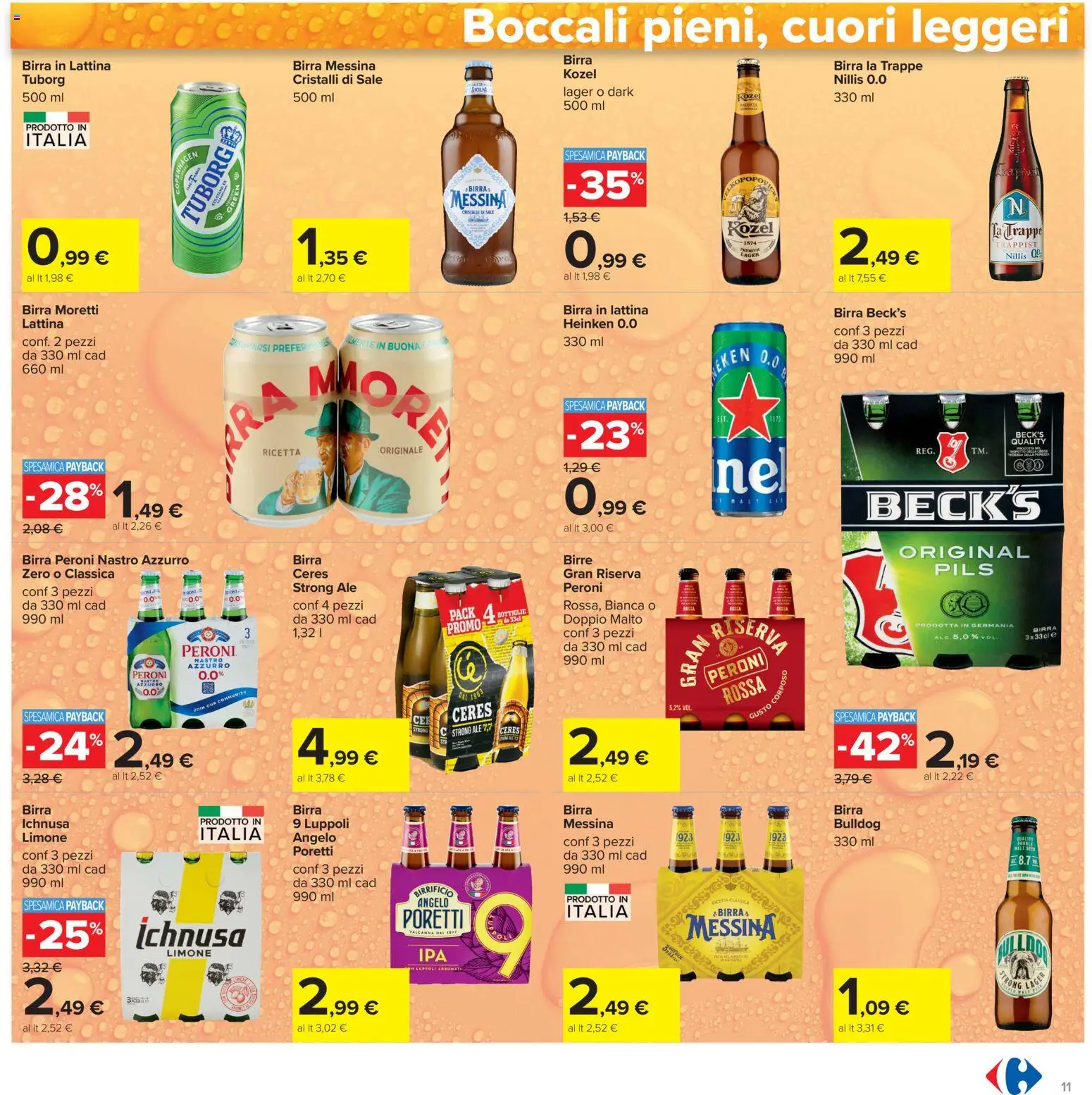 Volantino Carrefour del 06/08/2026 | Pagina: 11 | Prodotti: Birra, Sale, Limone, Birra Moretti