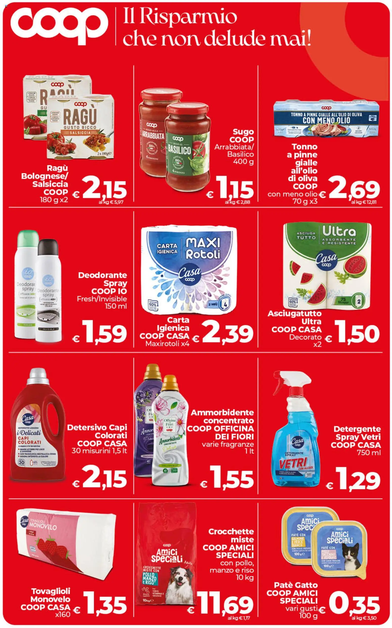 Volantino COOP del 21/08/2026 | Pagina: 8 | Prodotti: Deodorante, Ammorbidente, Crocchette, Asciugatutto