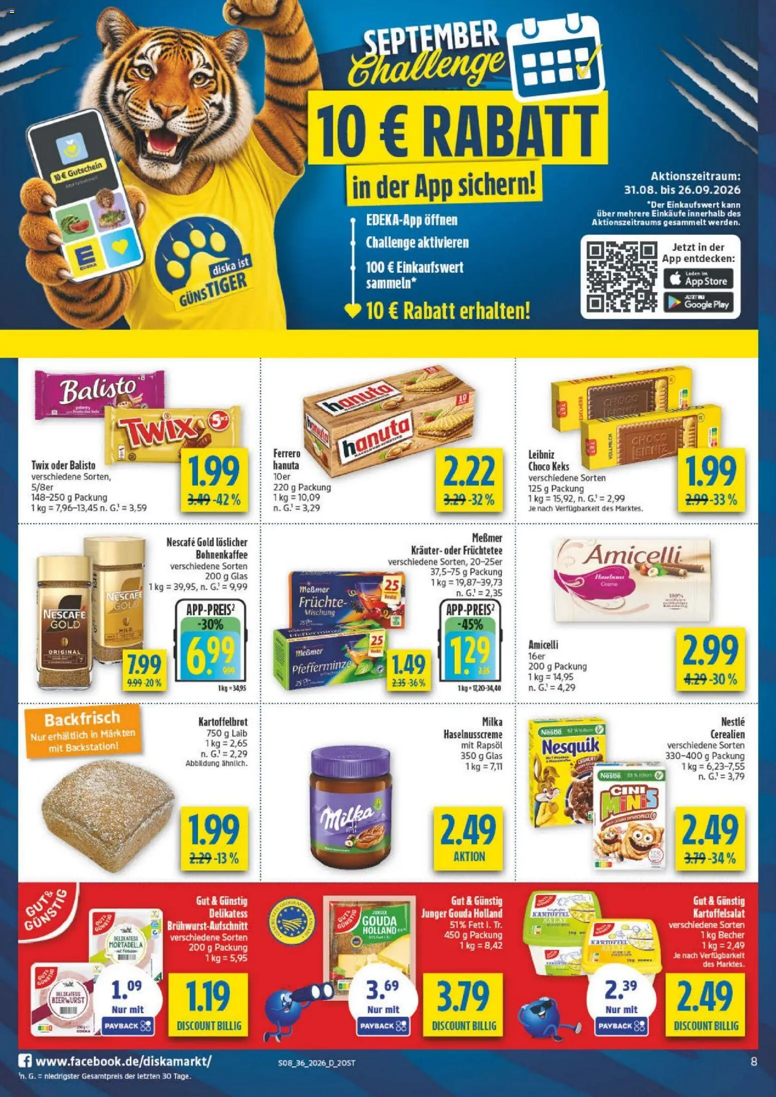 Diska - Diska Angebote Sachsen-Thüringen KW36 – gültig ab 26.08.2026 | Seite: 8 | Produkte: Früchtetee, Messmer, Milka, Salat