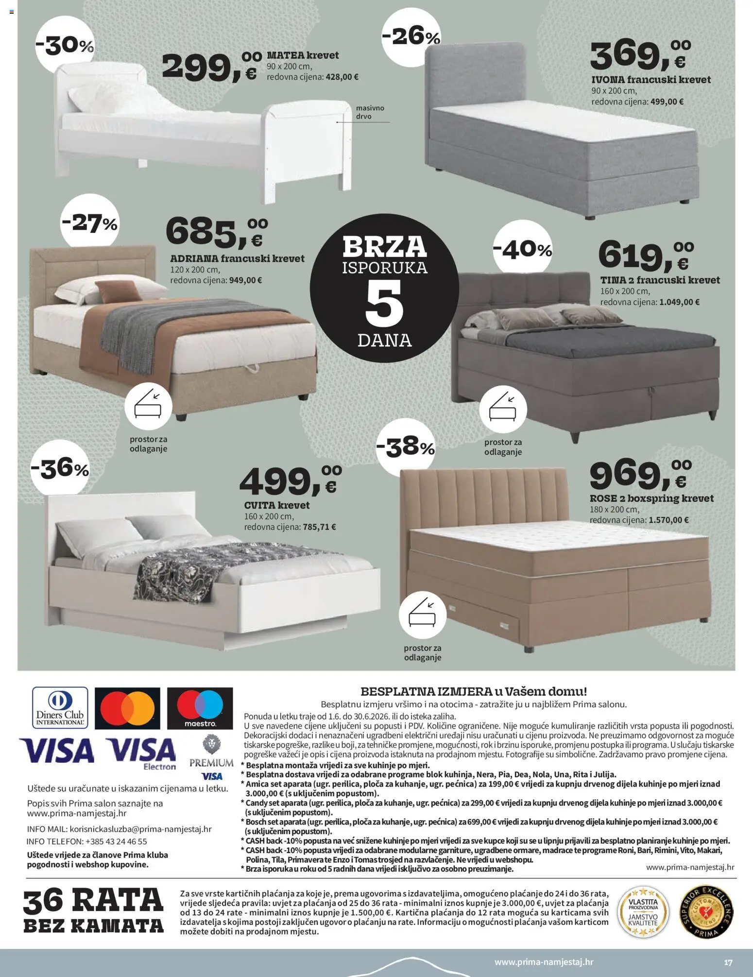 Prima katalog | vrijedi od 01.06.2026 | Stranica: 17 | Proizvodi: Krevet, Trosjed, Francuski krevet, Pećnica