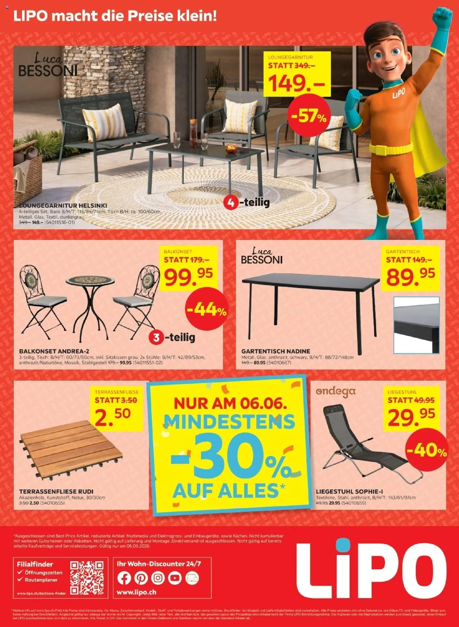 Lipo Aktionen – gültig ab 19.05.2026 | Seite: 16 | Produkte: Tisch, Liegestuhl, Bilder