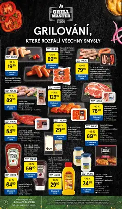 Náhled letáku Tesco Grill Master Klobása v maďarském stylu, 400 g, ochranná atmosféra od 03.06.2026 | Strana: 8 | Produkty: Kečup, BBQ omáčka, Krkovice, Klobásky