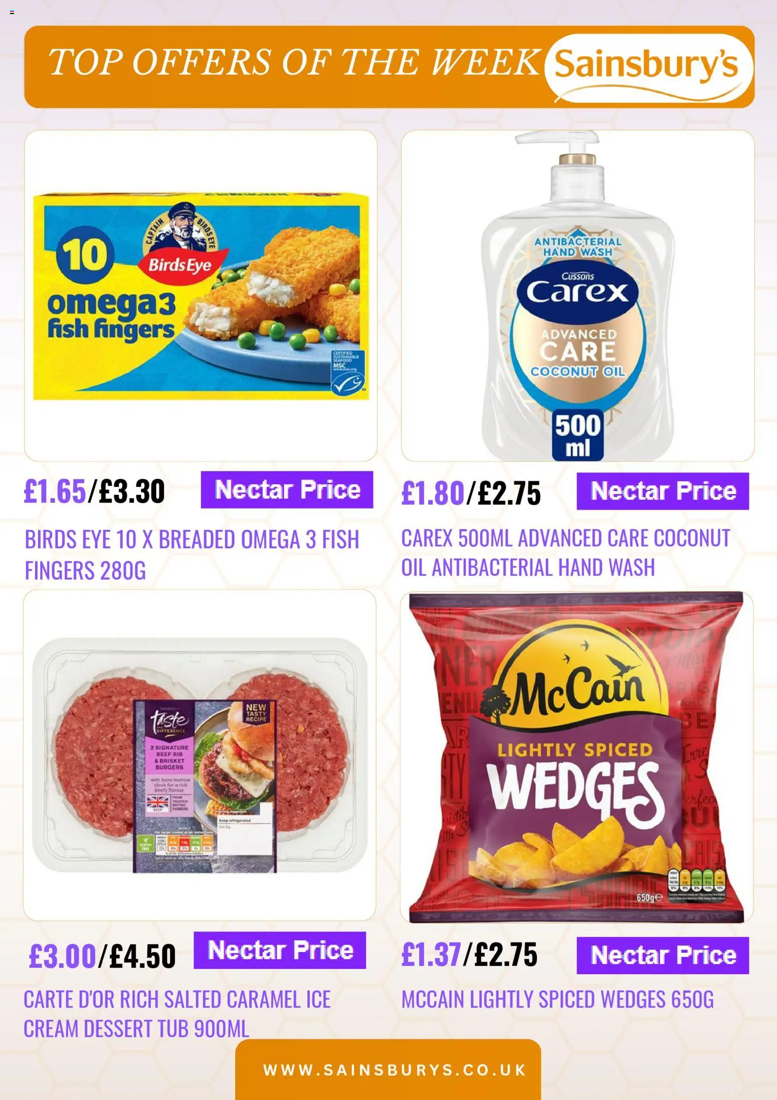 {H1} | Page: 3 | Products: Beef, Fish fingers, Omega 3, Coconut