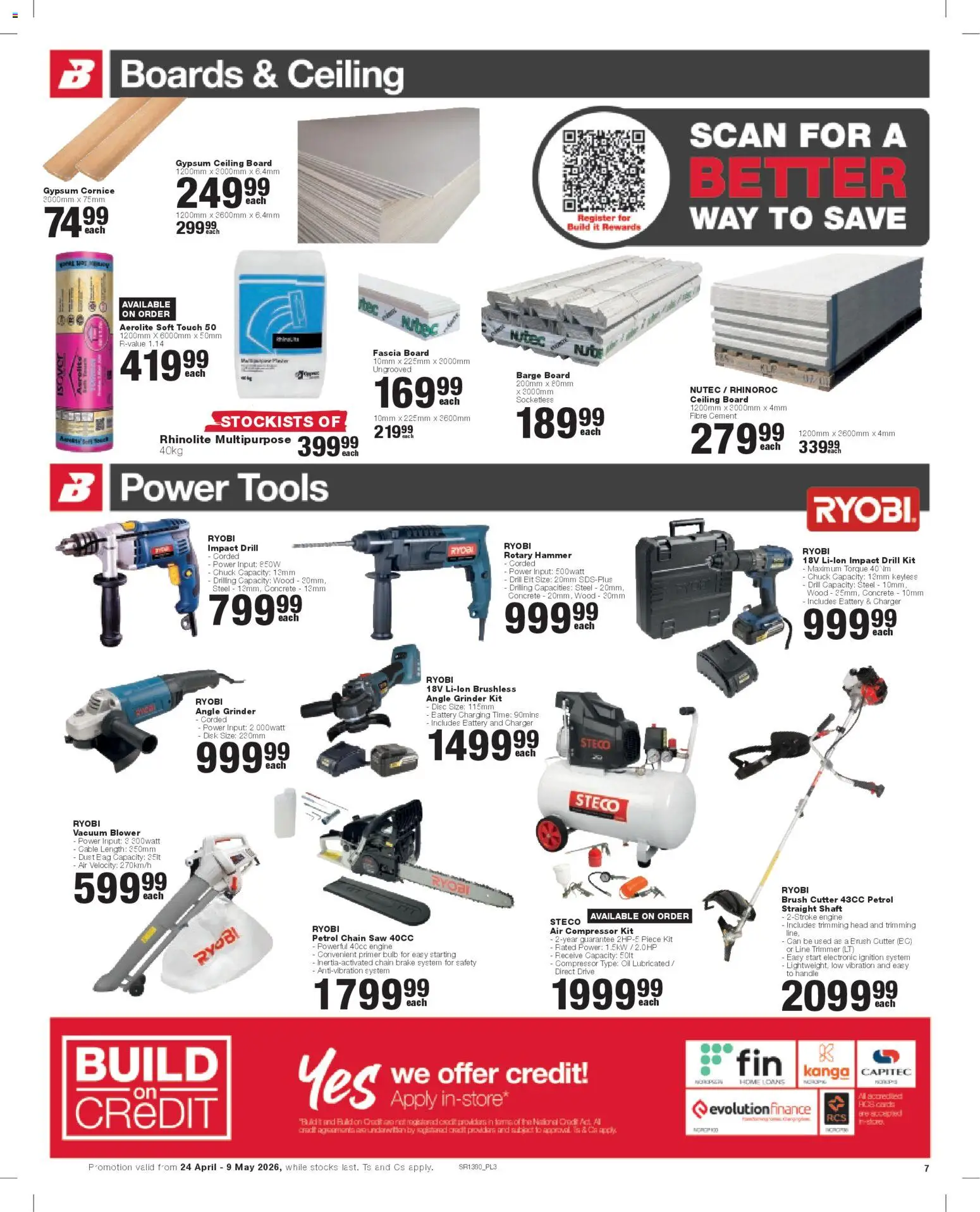 New Build It catalogue – valid from 24.04.2026 | Page: 7 | Products: Primer, Battery, Angle grinder, Cement