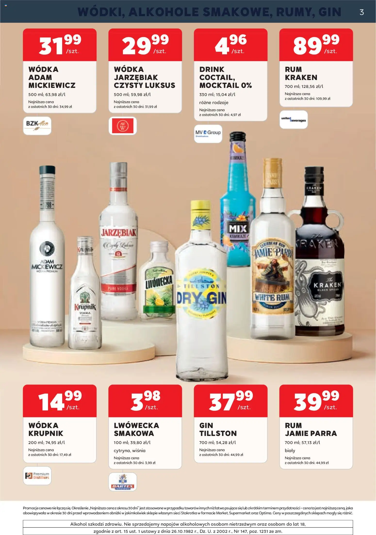 Stokrotka gazetka - Oferta alkoholowa od 11.06.2026 | Strona: 3 | Produkty: Rum, Gin, Alkohol, Wódka