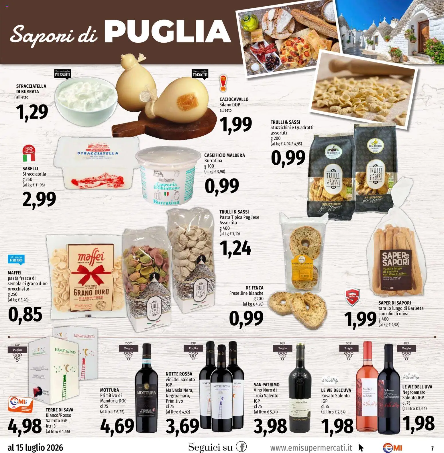Volantino EMI del 02/07/2026 | Pagina: 7 | Prodotti: Vino, Orecchiette, Burrata, Stracciatella