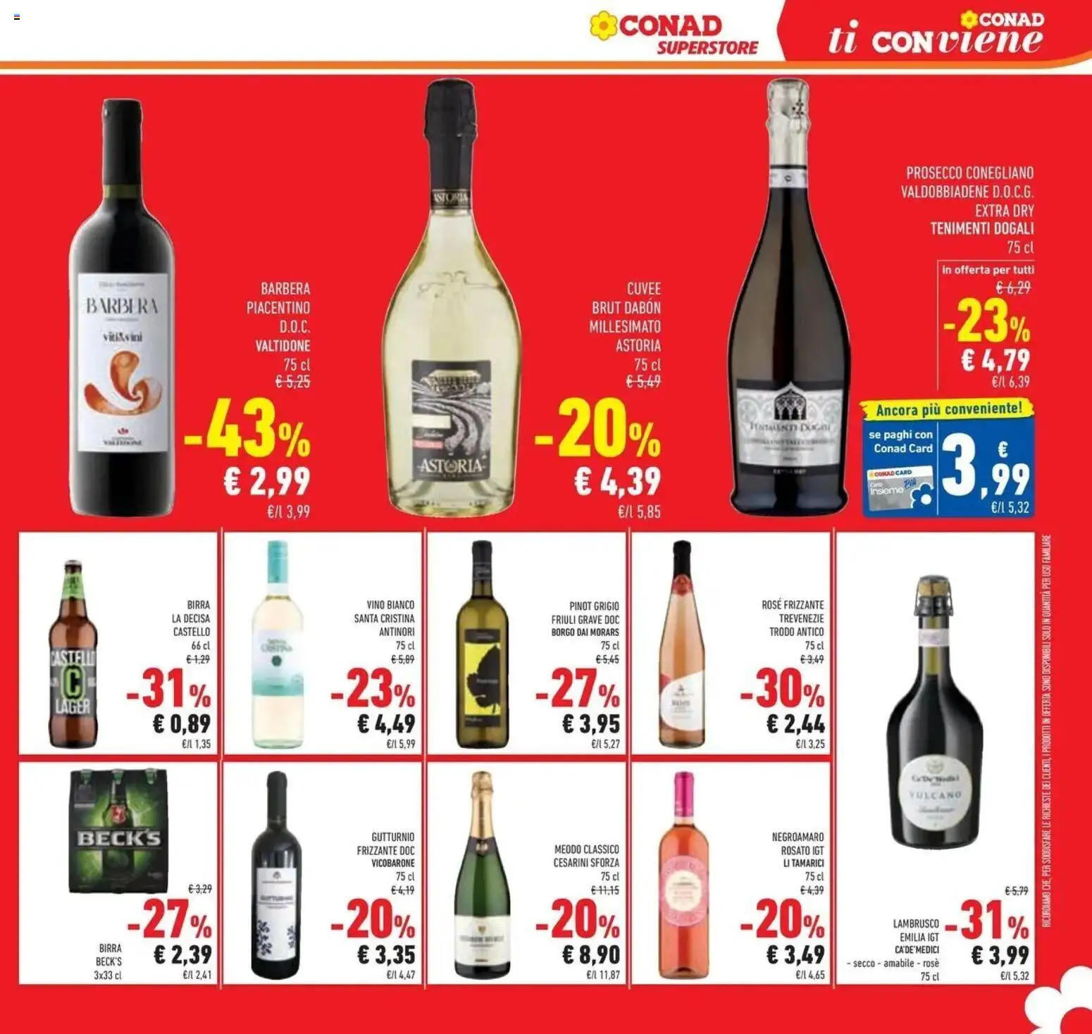 Volantino Conad dal 12/08/2026 > Anteprima | Pagina: 25 | Prodotti: Birra Beck's, Birra, Prosecco, Vino bianco
