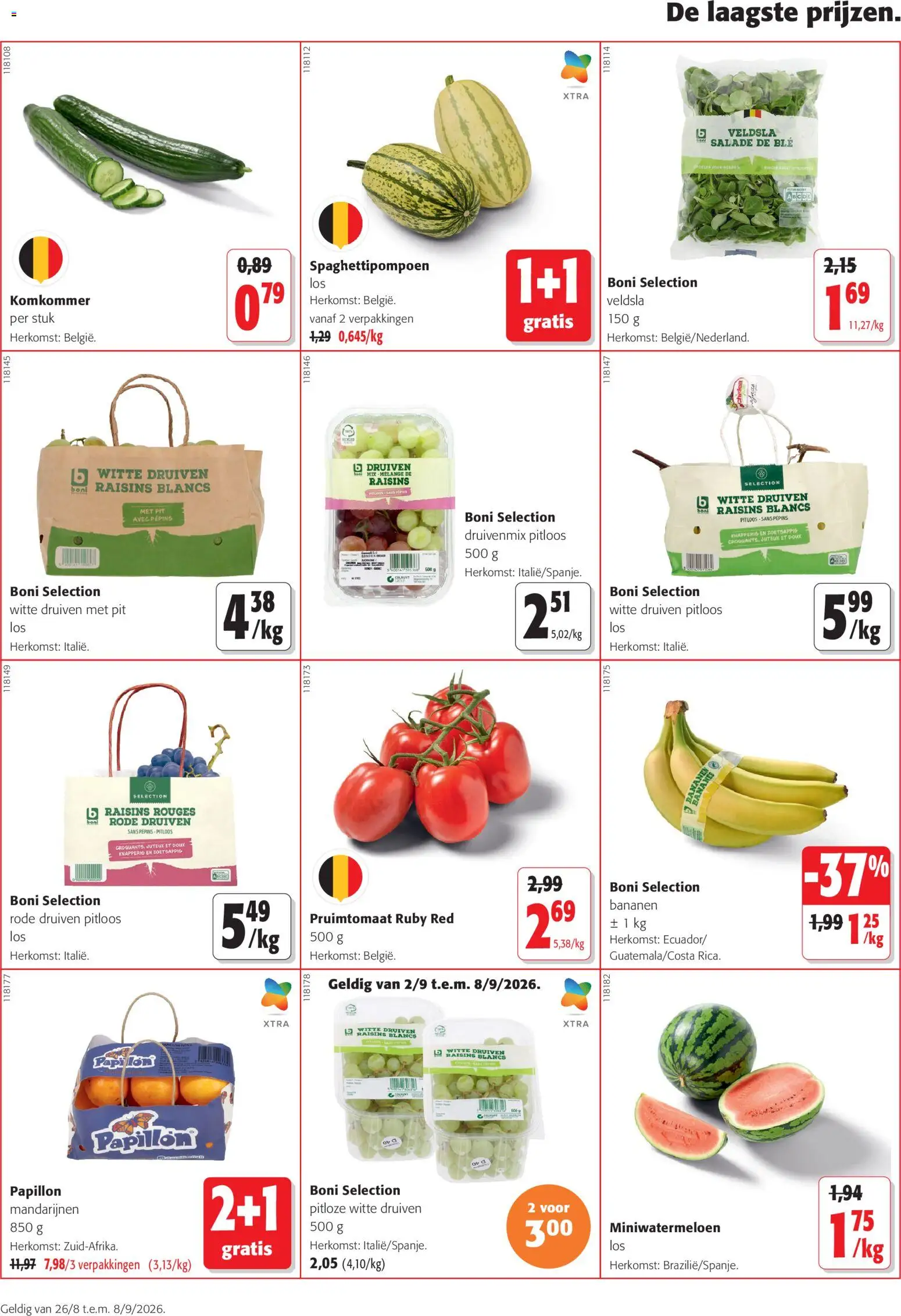 {H1} | Pagina: 14 | Producten: Bananen, Mandarijnen, Druiven, Komkommer