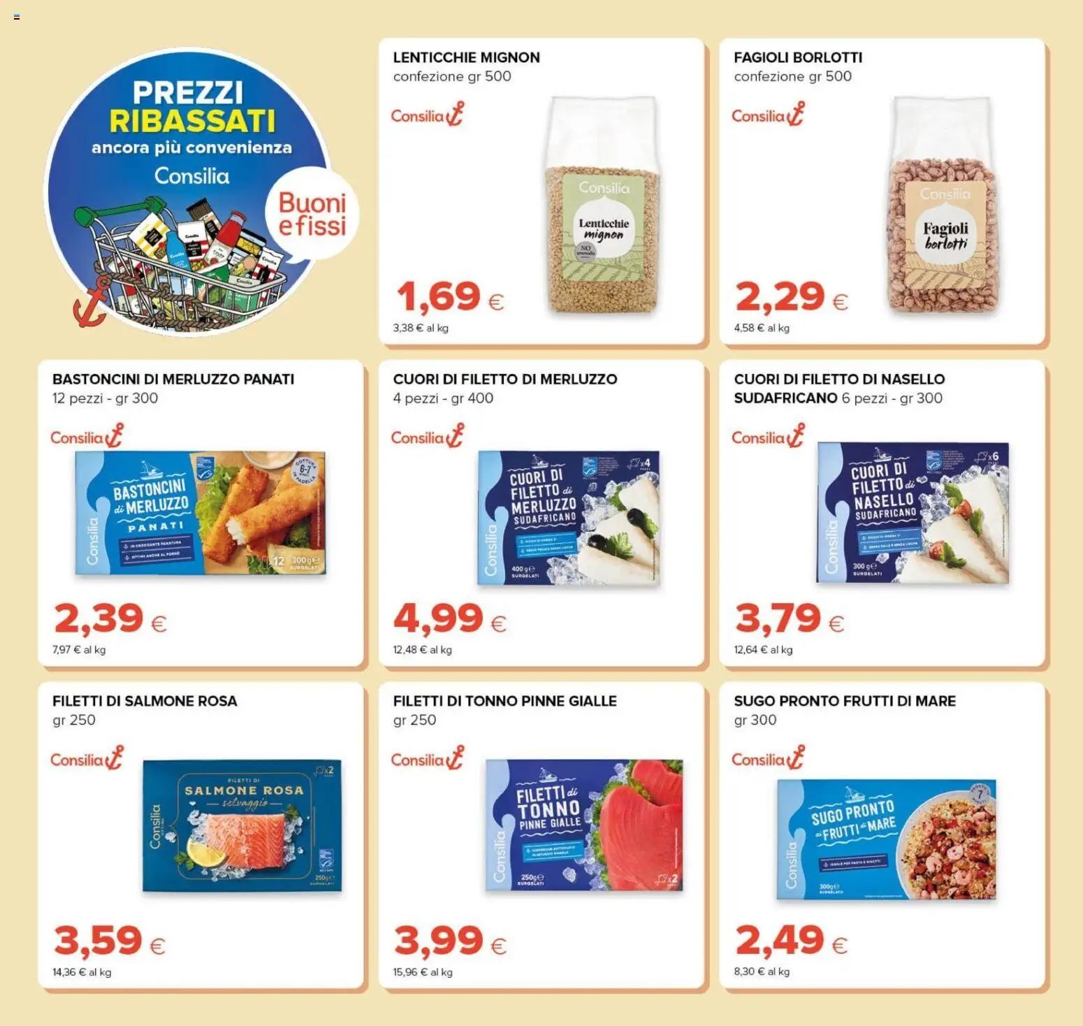 Volantino Tigre del 21/10/2026 | Pagina: 4 | Prodotti: Salmone, Fagioli, Frutti di mare, Nasello