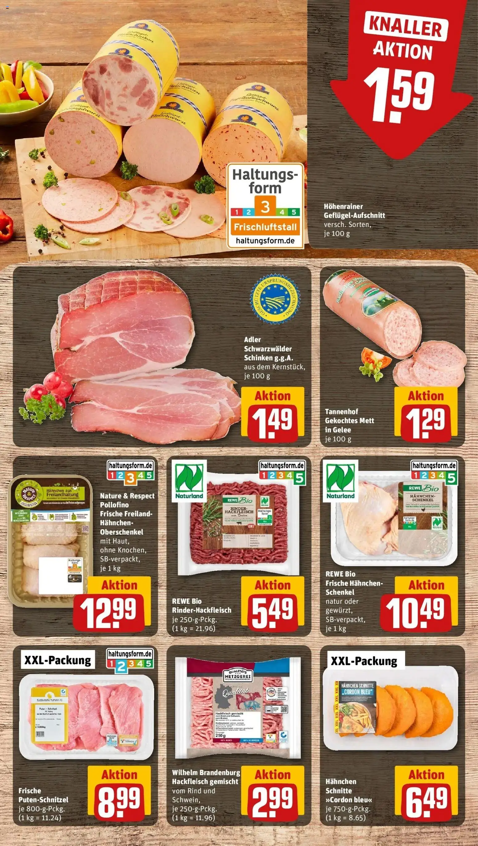 REWE Prospekt ab 19.10.2026 zum Blättern » Angebote | Seite: 10 | Produkte: Hahnchen, Putenschnitzel, Schinken, Hackfleisch