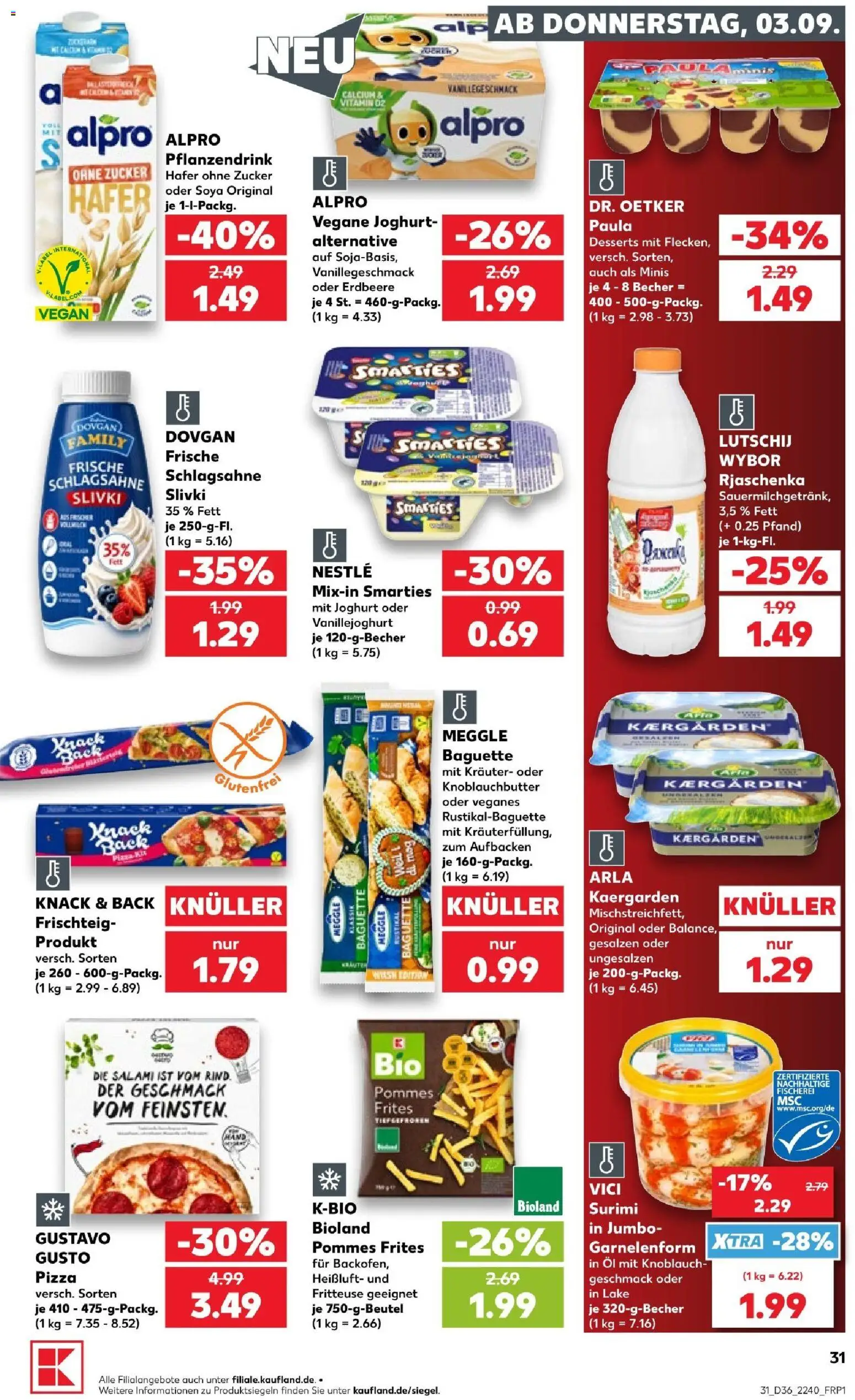 Kaufland Prospekt Stuttgart – gültig ab 03.09.2026 | Seite: 31 | Produkte: Bäckerei, Baguette, Edamer, Salz