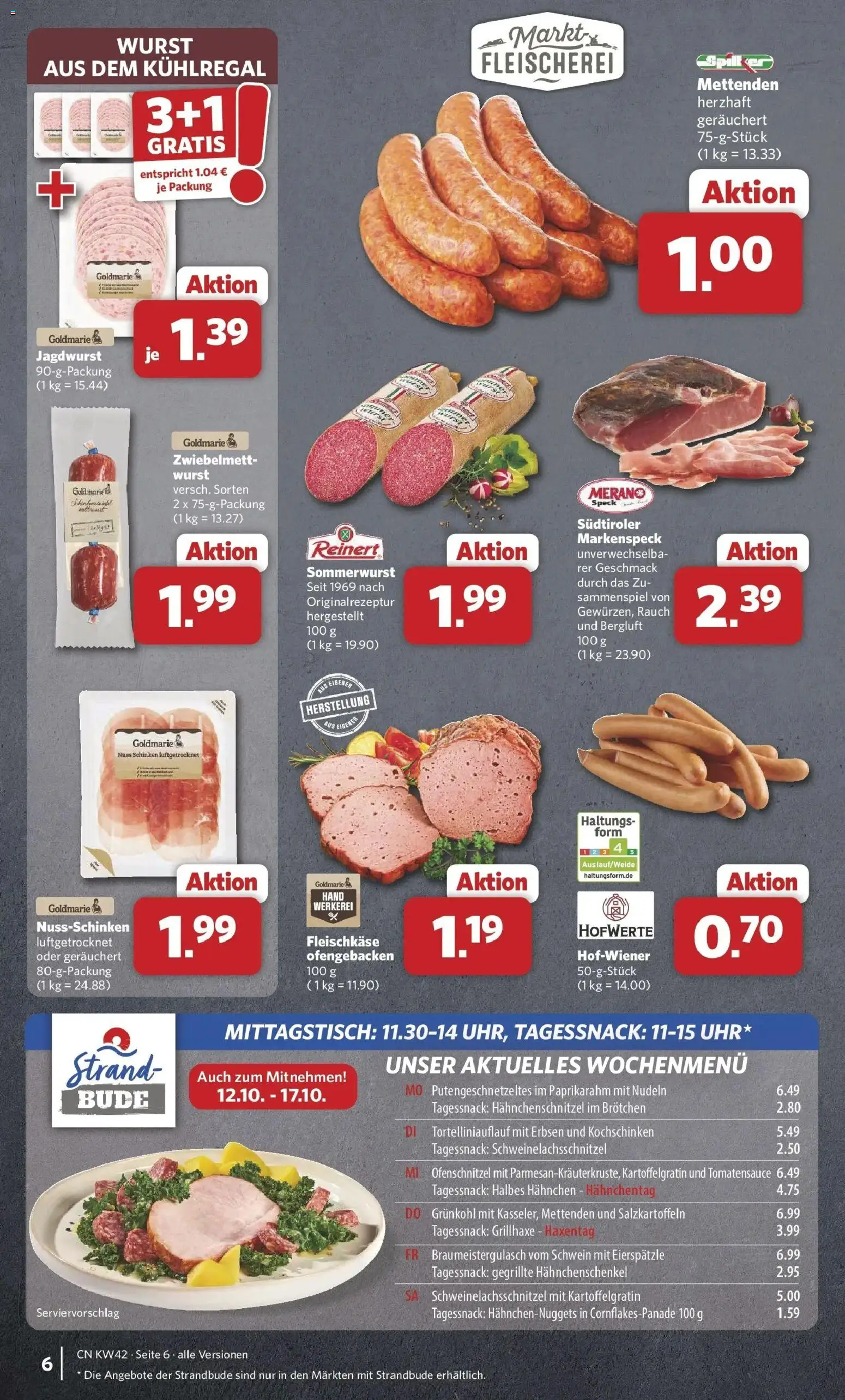 Combi Prospekt Detmold (ab 12.10.2026) zum Blättern | Seite: 6 | Produkte: Hahnchen, Hahnchenschenkel, Wurst, Nudeln