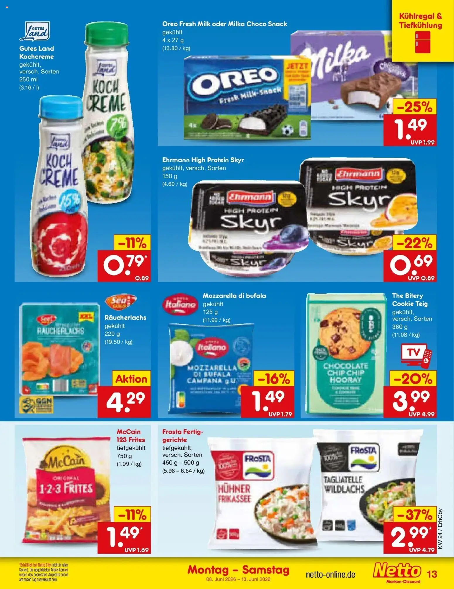 Netto Marken-Discount Prospekt Velden – gültig ab 08.06.2026 | Seite: 21 | Produkte: Mozzarella, Frosta, Skyr, Räucherlachs