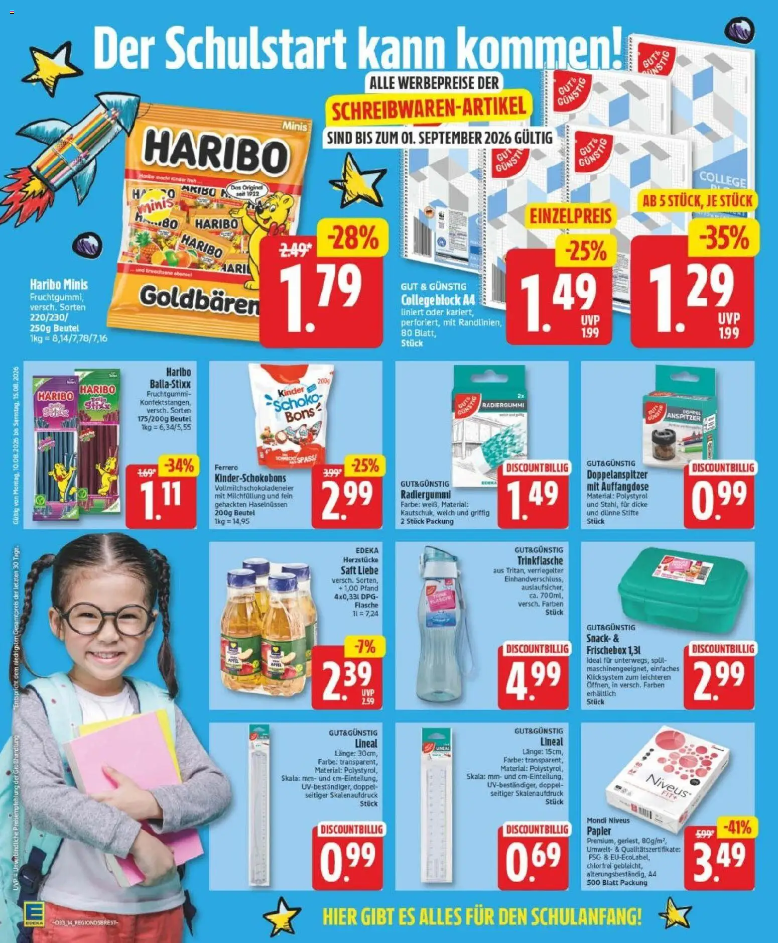 Edeka Prospekt Bremen – gültig ab 10.08.2026 | Seite: 14 | Produkte: Haribo, Saft, Anspitzer