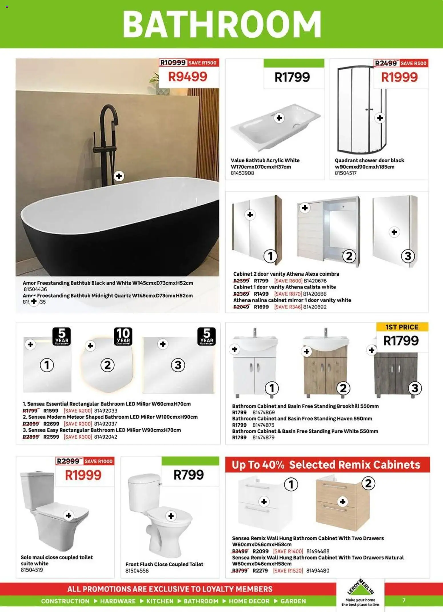 New Leroy Merlin catalogue – valid from 01.05.2026 | Page: 7 | Products: Toilet, Shower, Mirror, Basin