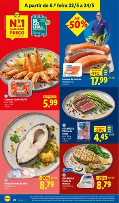 Pré-visualização Camarão Cozido 30/50, Emb. 500 g válido de 18.05.2026 | Página: 26 | Produtos: Atum, Camarão, Salmão
