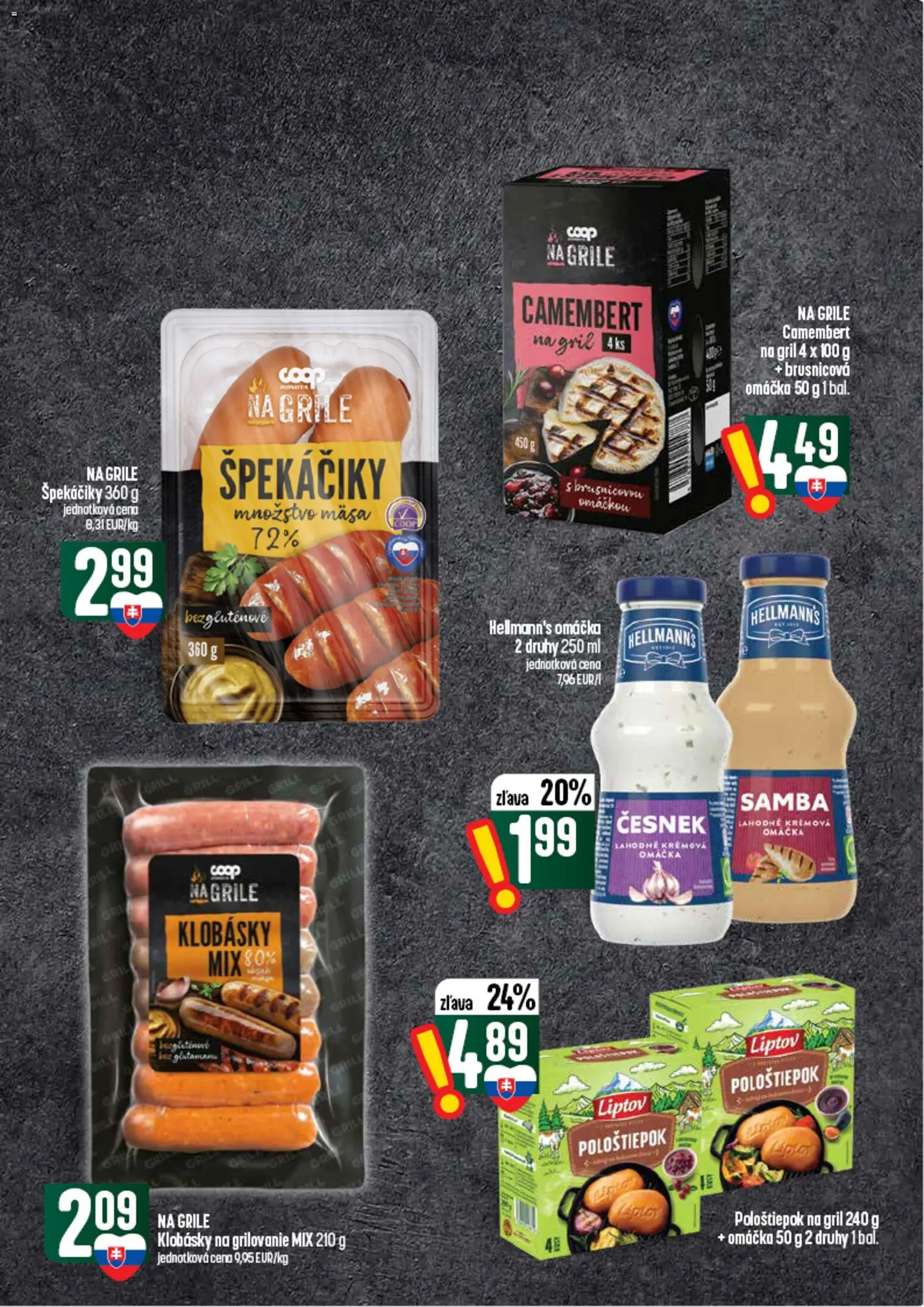 Nové COOP Jednota akcie – leták je platný od 03.09.2026 | Strana: 18 | Produkty: Gril, Omáčka, Špekáčiky, Camembert