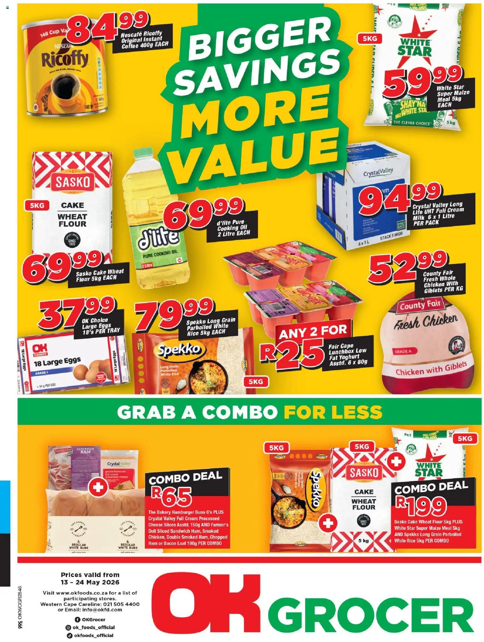 New OK Foods catalogue – valid from 13.05.2026 | Page: 1 | Products: Flour, Tray, Coffee, Rice