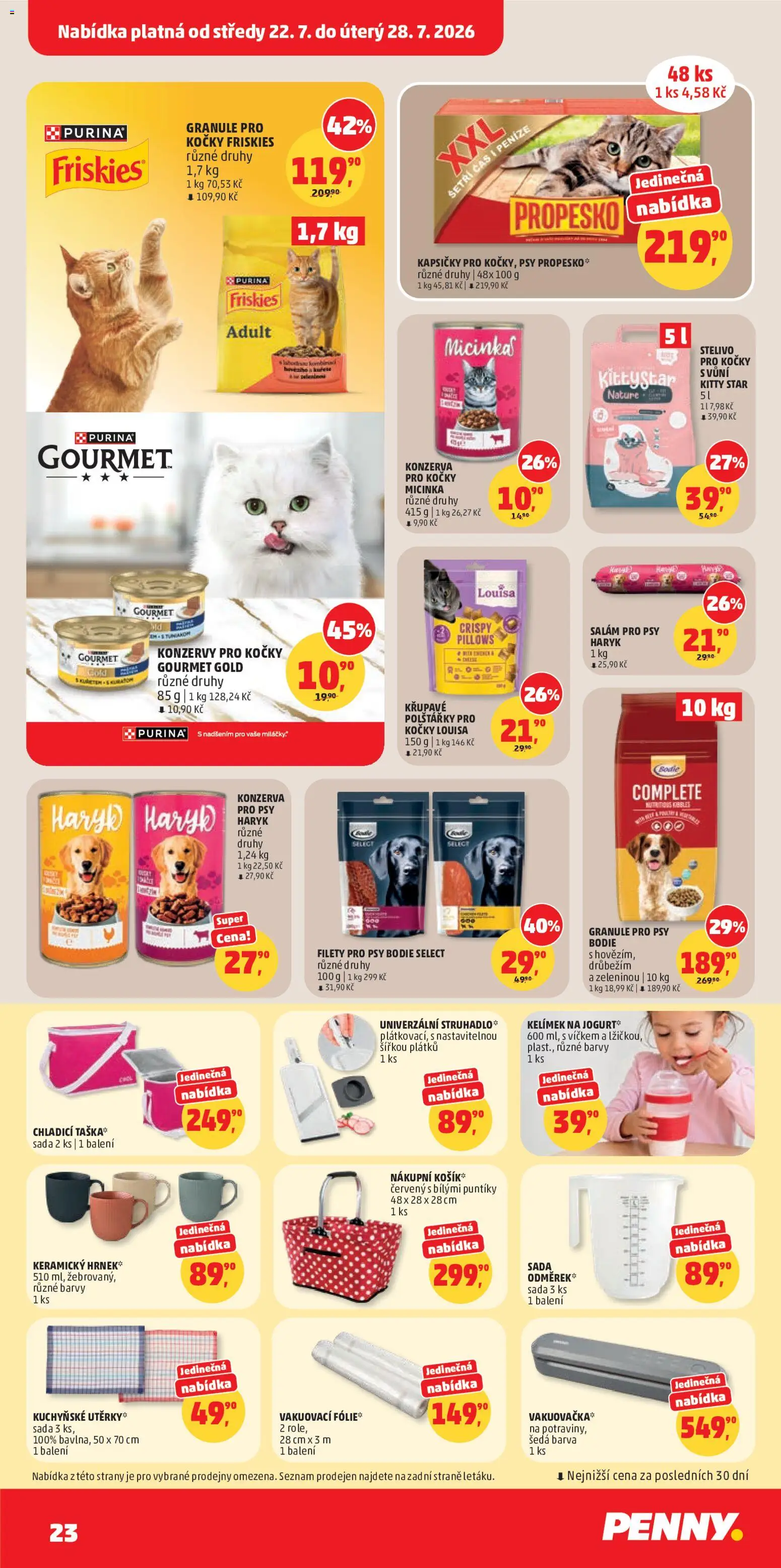 Penny Market leták od 22.07.2026 | Strana: 23 | Produkty: Gourmet, Propesko, Granule, Gourmet Gold
