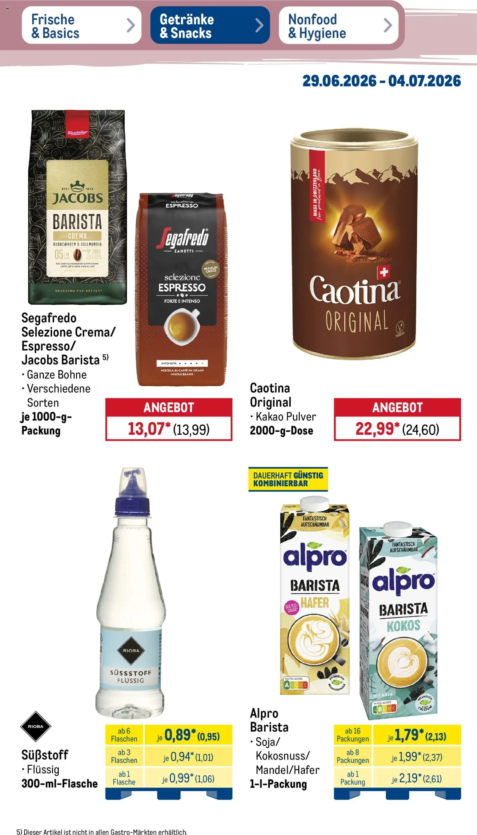 Metro Prospekt – gültig ab 29.06.2026 | Seite: 37 | Produkte: Alpro, Segafredo