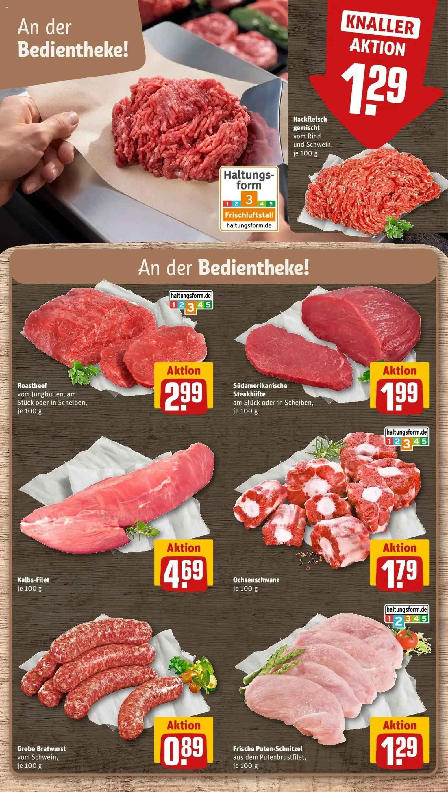 REWE Prospekt ab 10.08.2026 zum Blättern » Angebote | Seite: 6 | Produkte: Bratwurst, Roastbeef, Putenschnitzel, Hackfleisch
