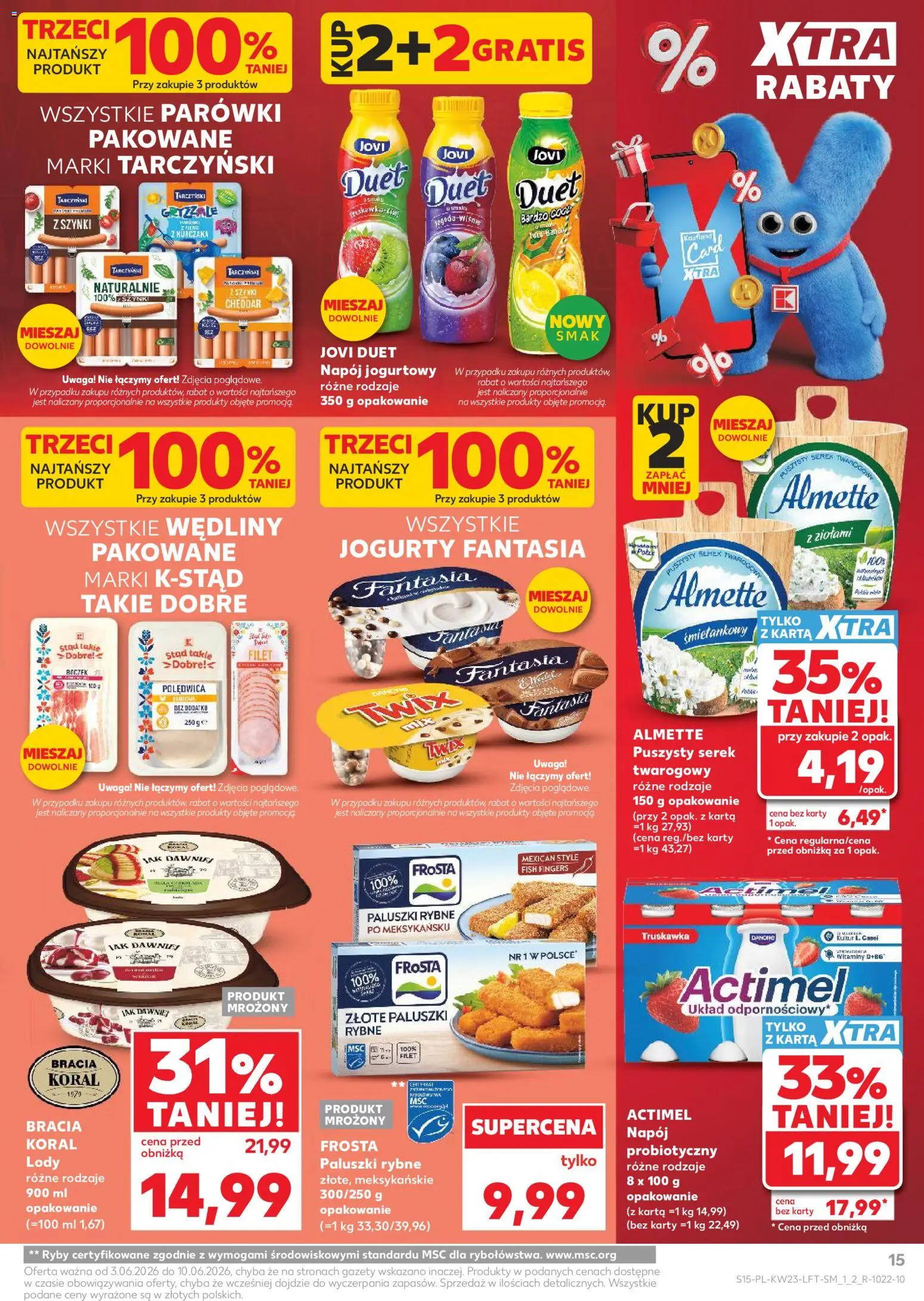 Kaufland Polsko leták od 03.06.2026 | Strana: 15 | Produkty: Ryby, Actimel, Karty, Cheddar