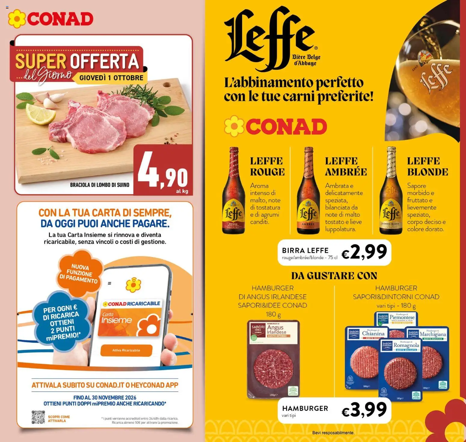 Volantino Conad del 23/09/2026 | Pagina: 7 | Prodotti: Birra, Birra Leffe, Agrumi, Hamburger