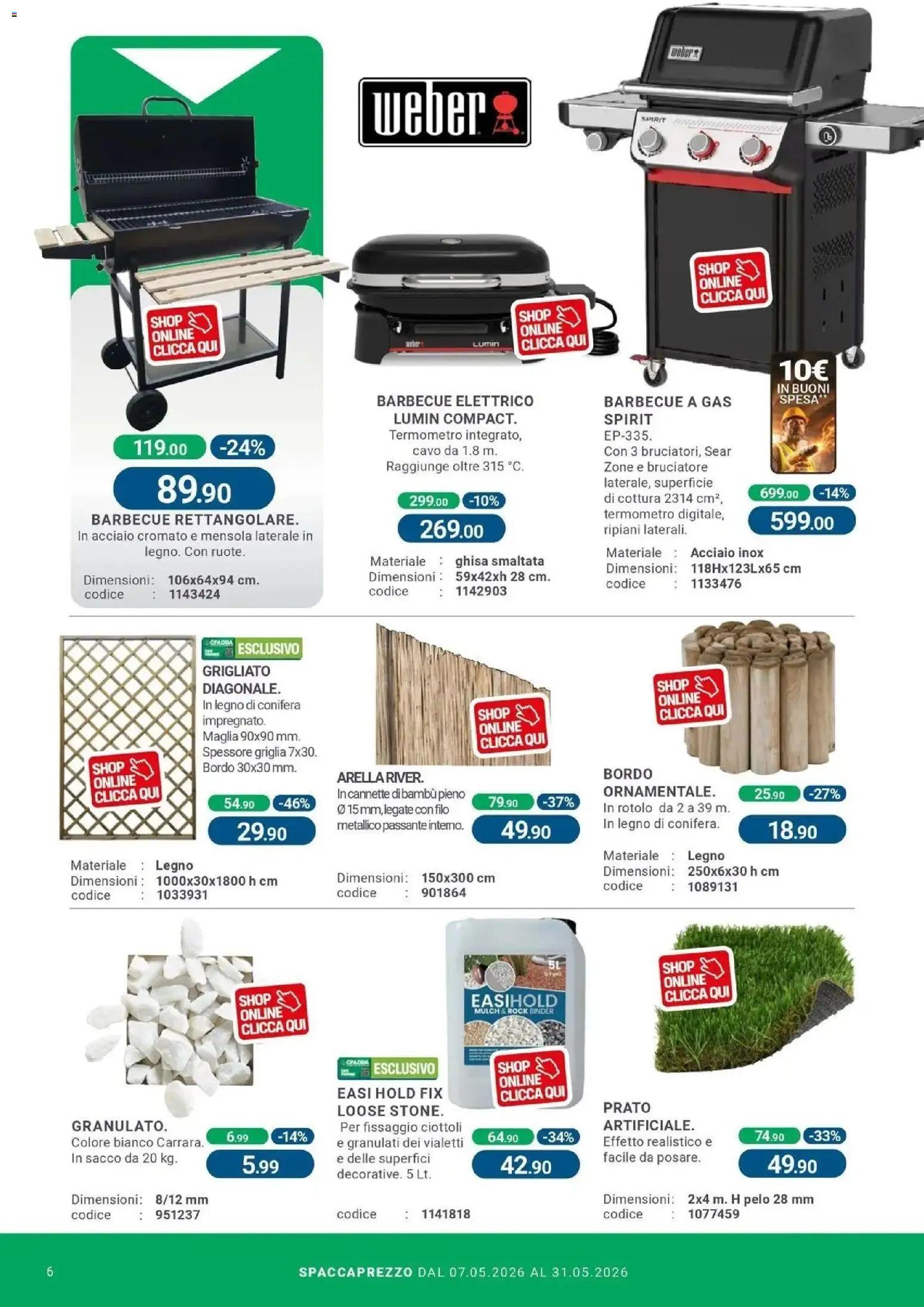 Volantino CFadda del 06.05.2026 | Pagina: 6 | Prodotti: Ciottoli, Barbecue, Barbecue a gas, Griglia