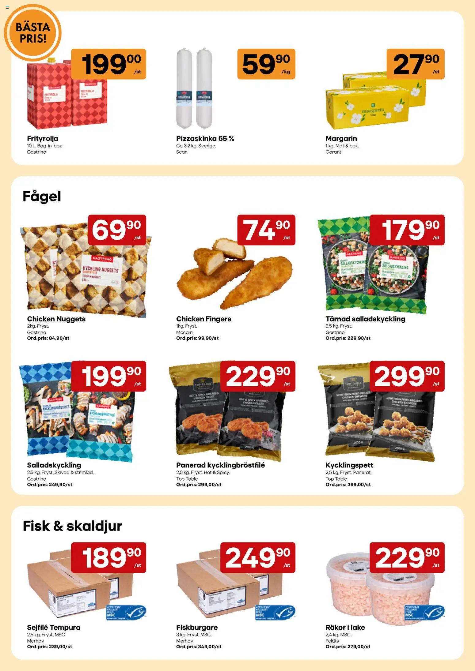 Snabbgross reklamblad aktuell från 19/10/2026 | Sida: 3 | Produkter: Skaldjur, Frityrolja, Margarin, Kyckling