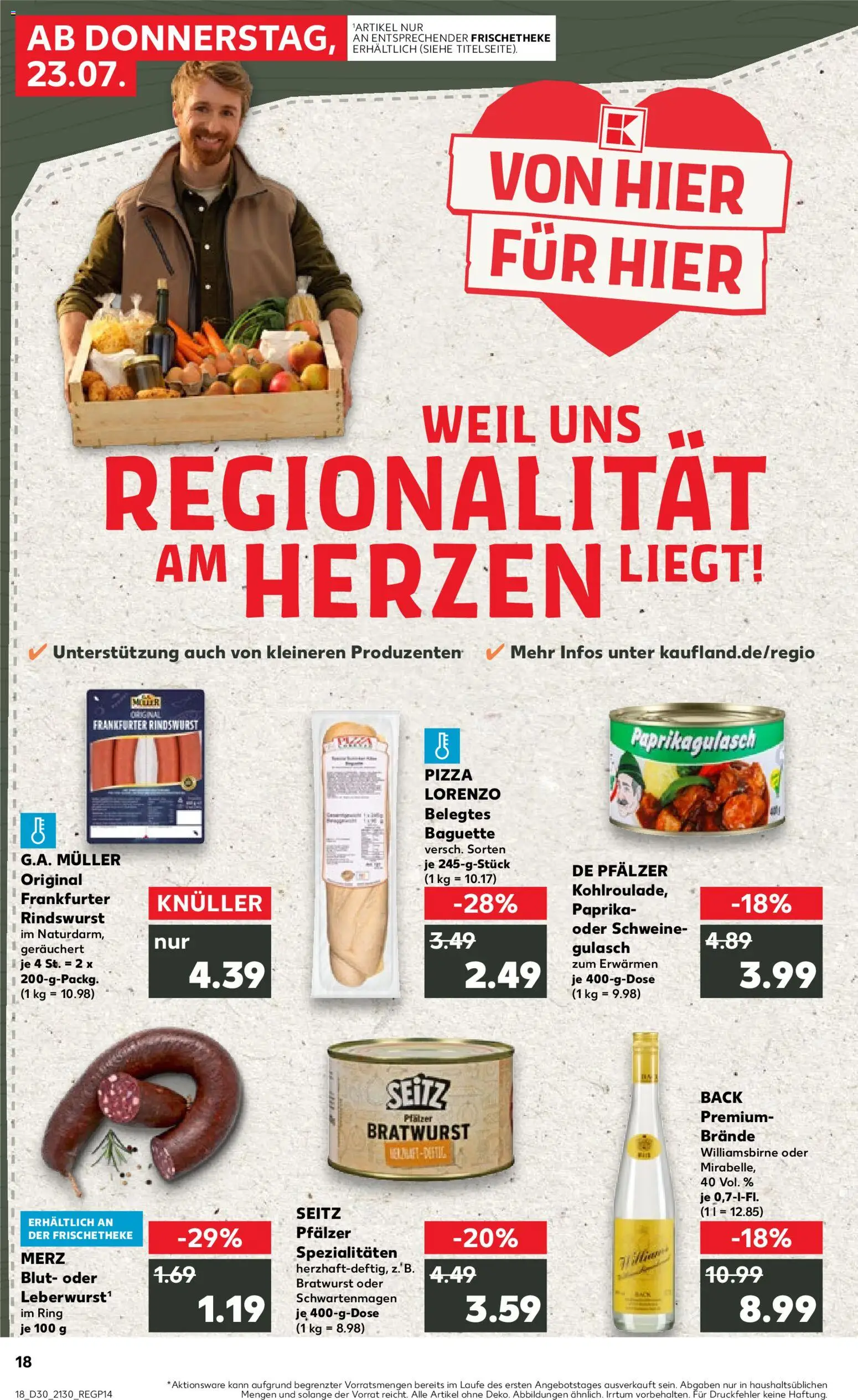 Kaufland Německo leták - Speyer od 23.07.2026 | Strana: 18 | Produkty: Pizza, Paprika