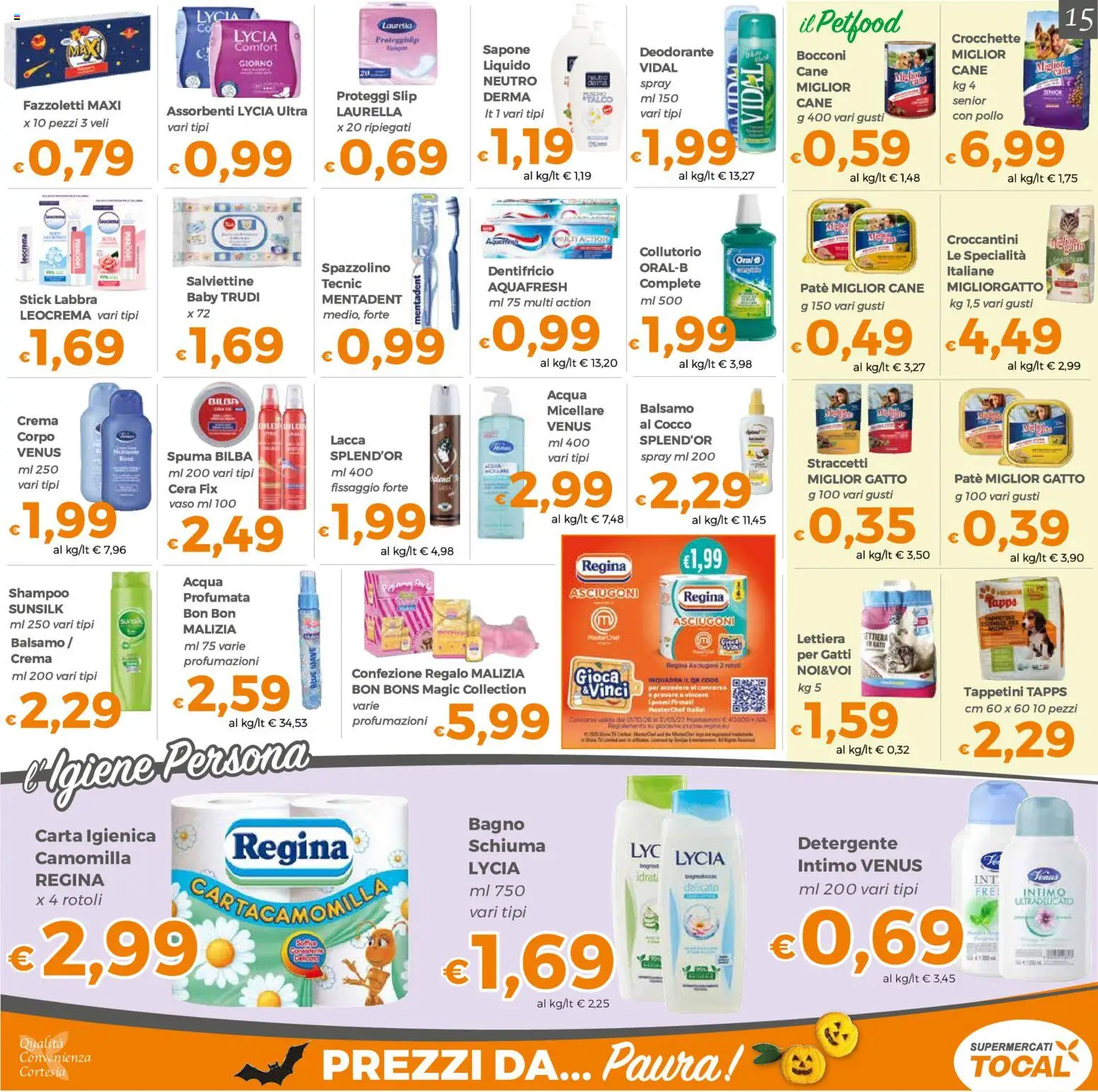 Volantino Tocal del 20/10/2026 | Pagina: 15 | Prodotti: Lacca, Deodorante, Dentifricio, Pollo