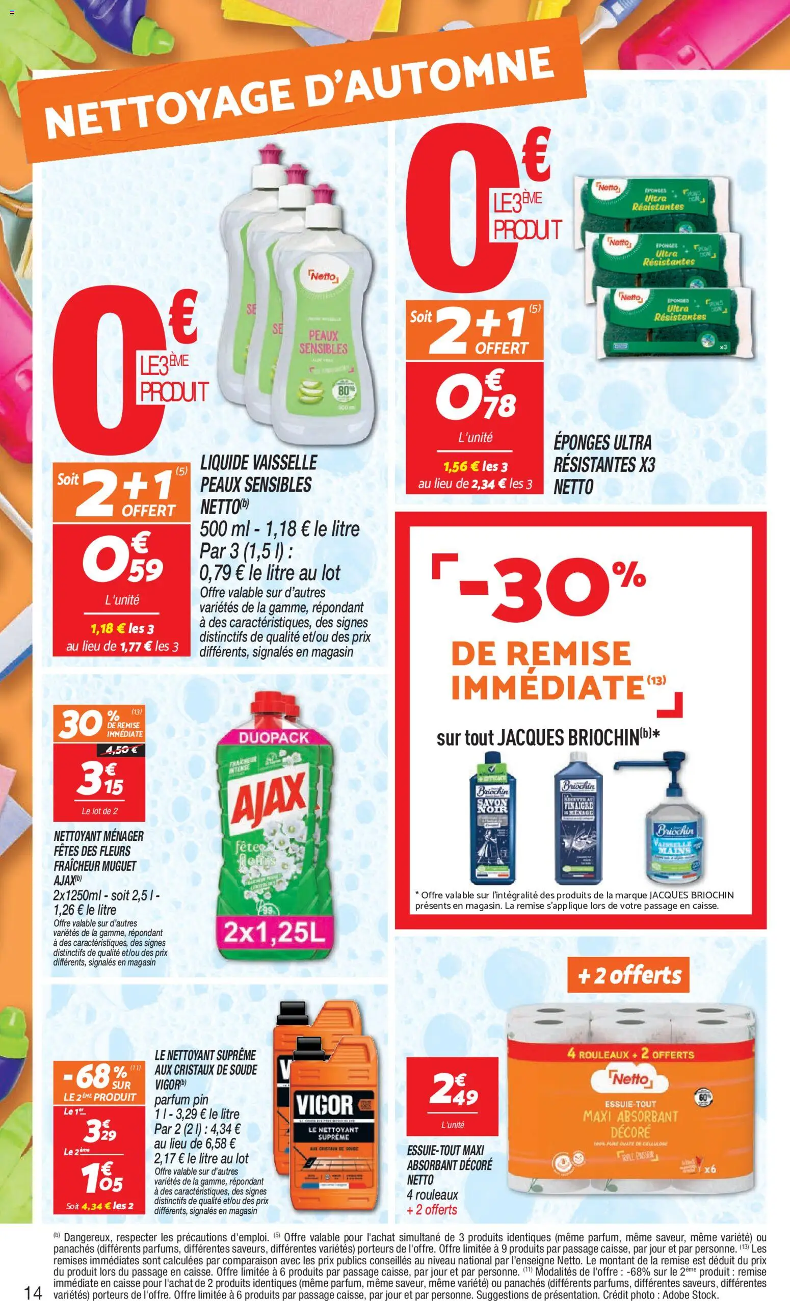 {H1} | Page: 14 | Produits: Ajax, Fleurs, Liquide vaisselle, Muguet
