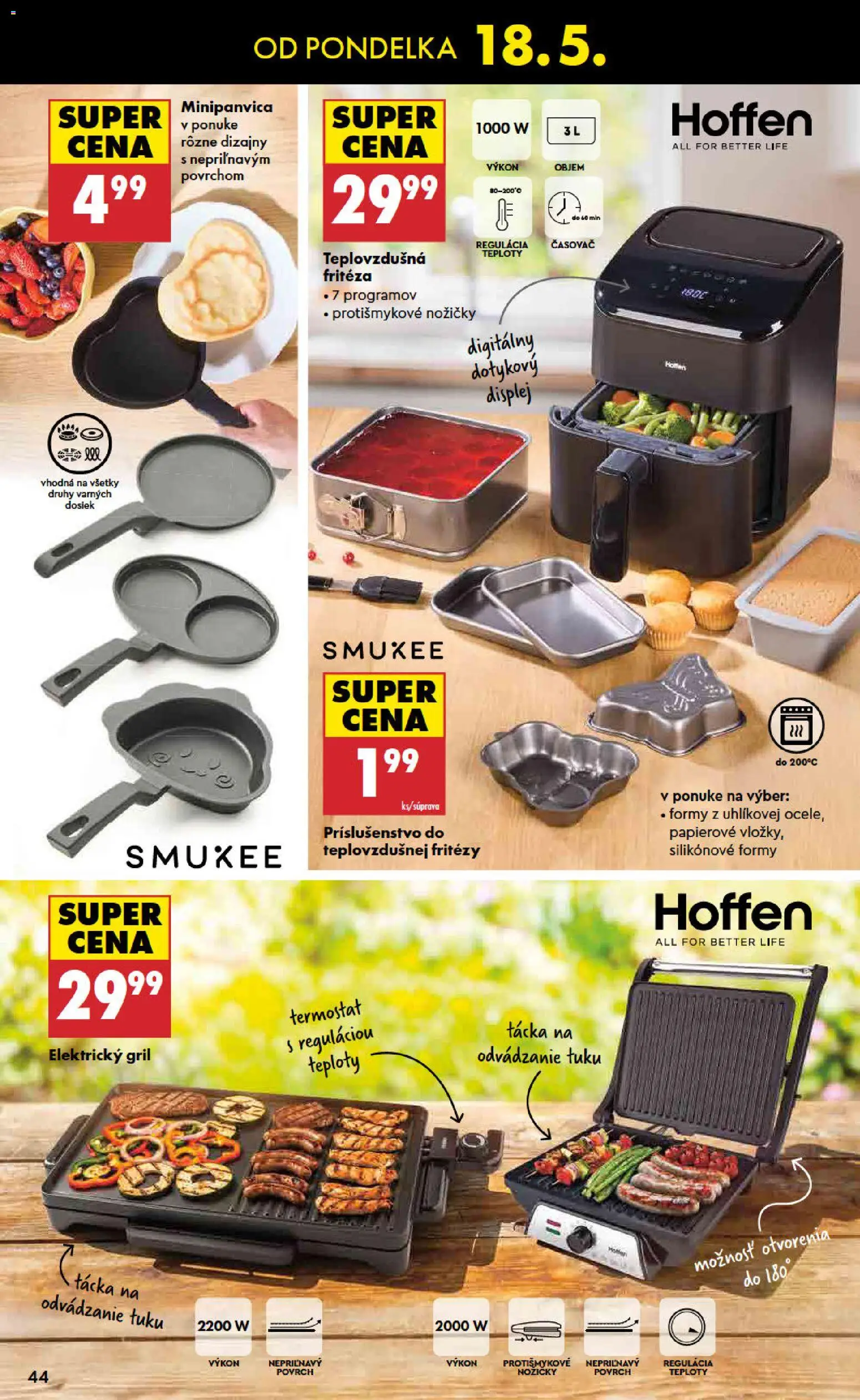 Nové Biedronka akcie – leták je platný od 14.05.2026 | Strana: 44 | Produkty: Elektrický gril, Gril, Fritéza, Termostat