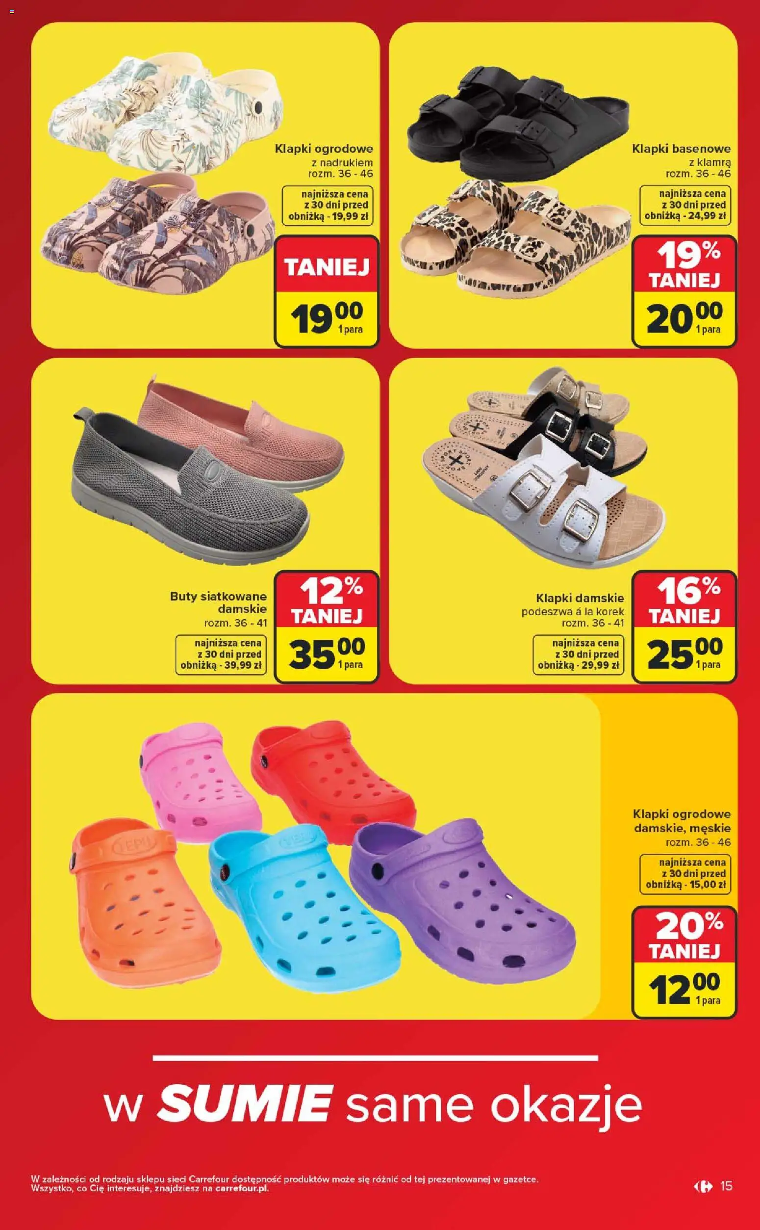 Carrefour gazetka - Wyprzedaż na maxa od 06.07.2026 | Strona: 15 | Produkty: Buty, Klapki, Klapki damskie
