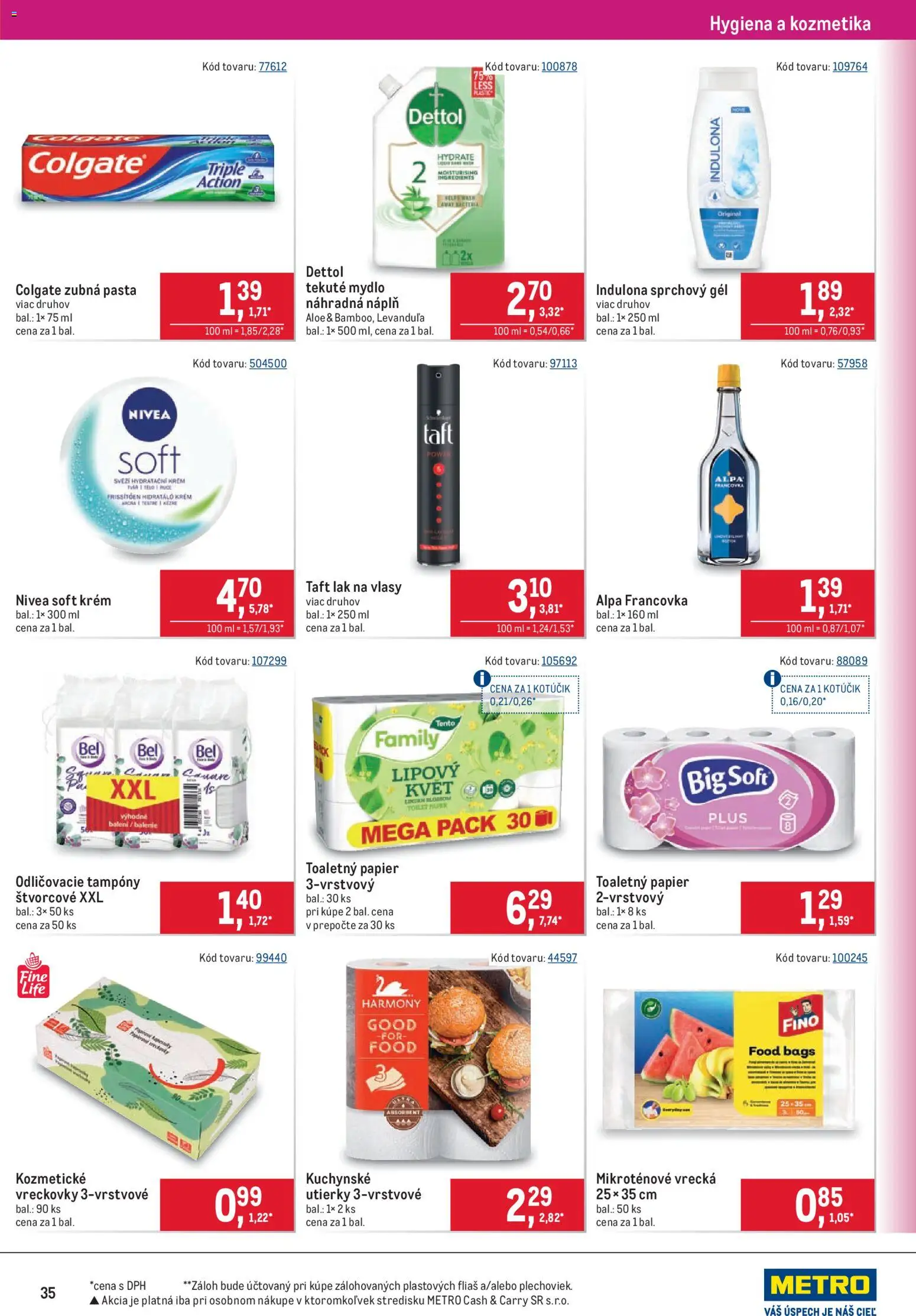 Nové Metro akcie – leták je platný od 09.09.2026 | Strana: 35 | Produkty: Nivea, Toaletný papier, Zubná pasta, Utierky