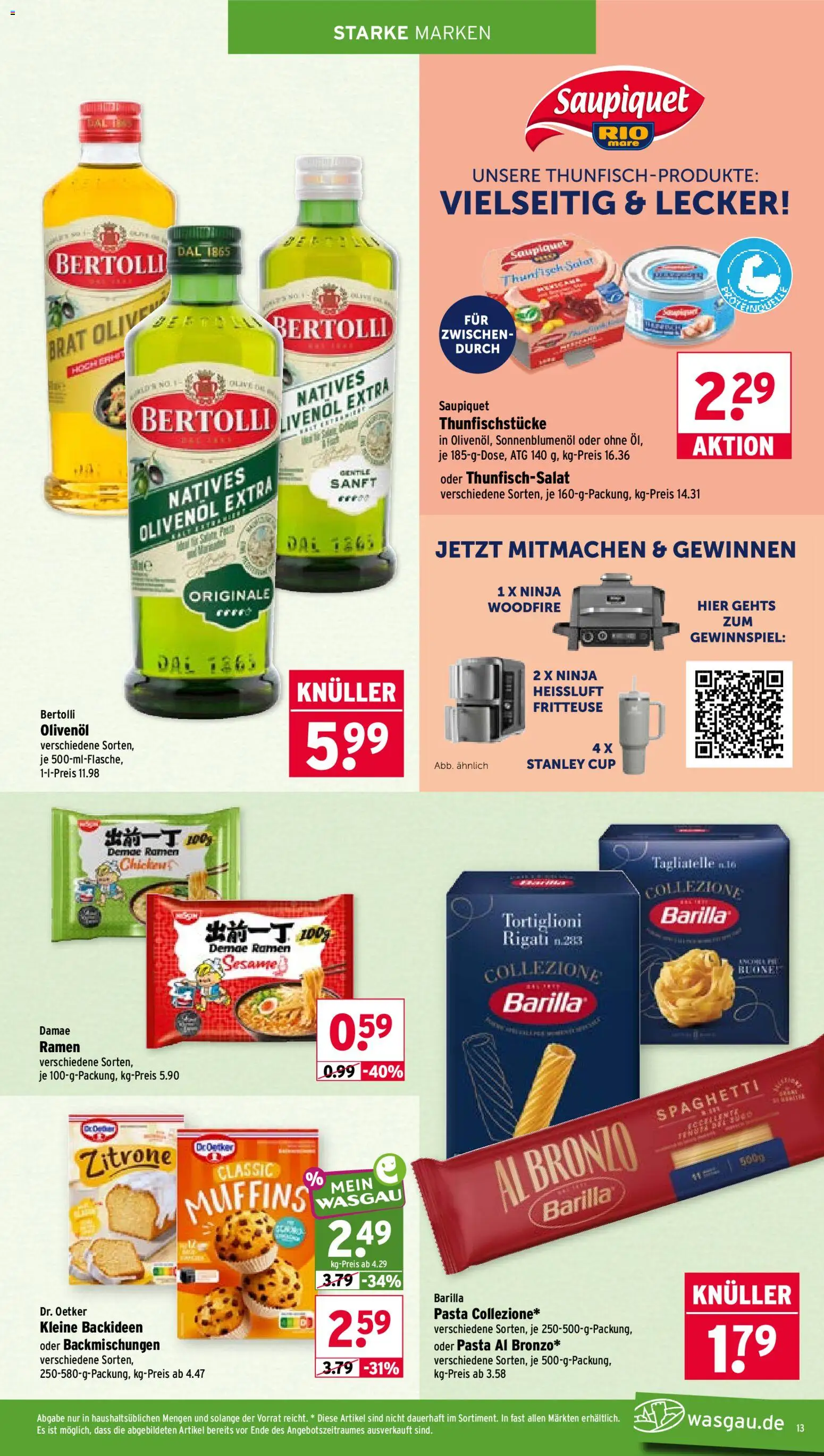 Wasgau Prospekt – gültig ab 20.07.2026 | Seite: 13 | Produkte: Thunfisch, Sonnenblumenol, Olivenol, Zitrone