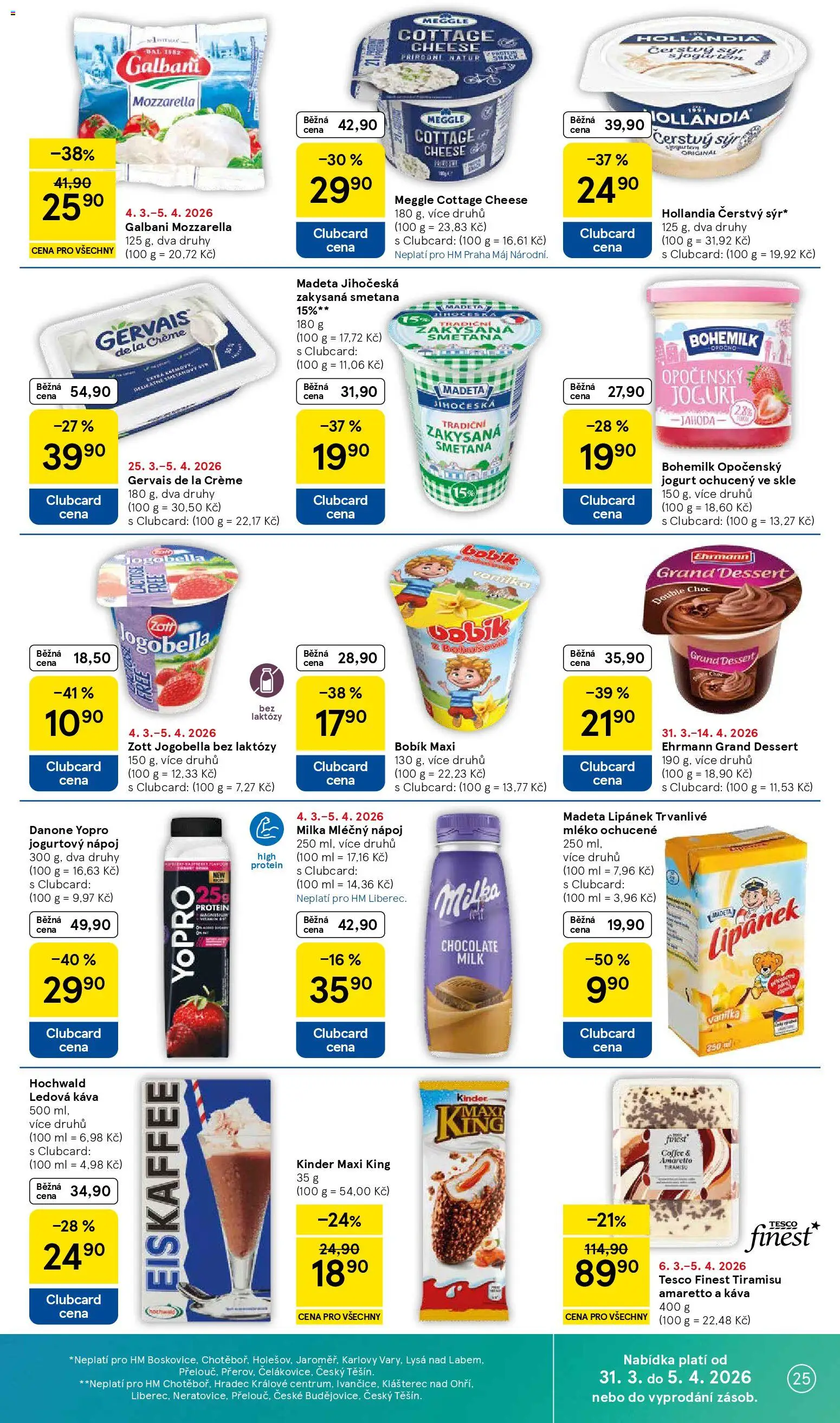 Tesco leták - Hypermarket od 31.03.2026 | Strana: 25 | Produkty: Hollandia, Jogurtový nápoj, Jogobella, Cottage