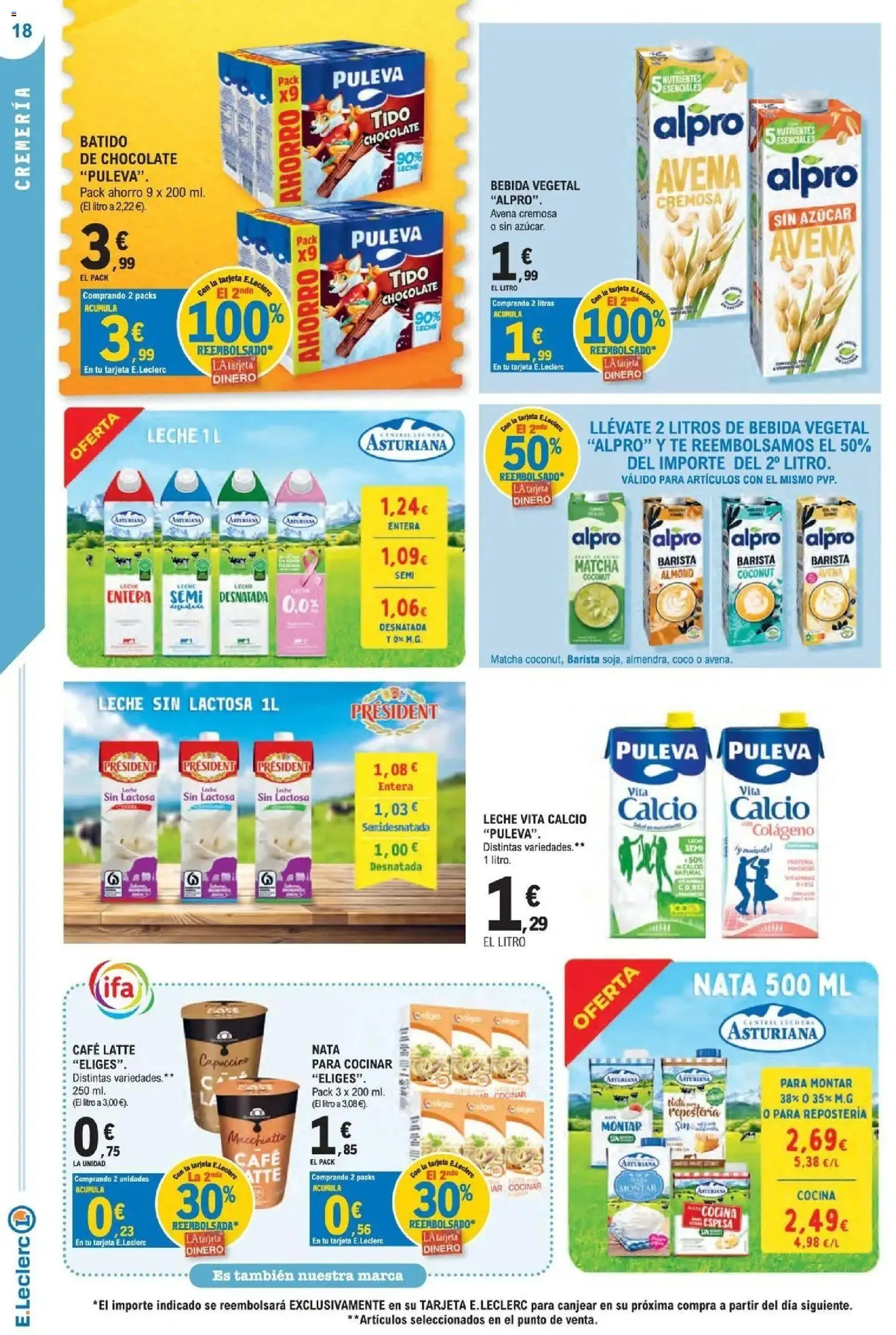 E.Leclerc Megames 1 │ válido desde el 23/09/2026 | Página: 18 | Productos: Nata para cocinar, Café, Té, Azúcar