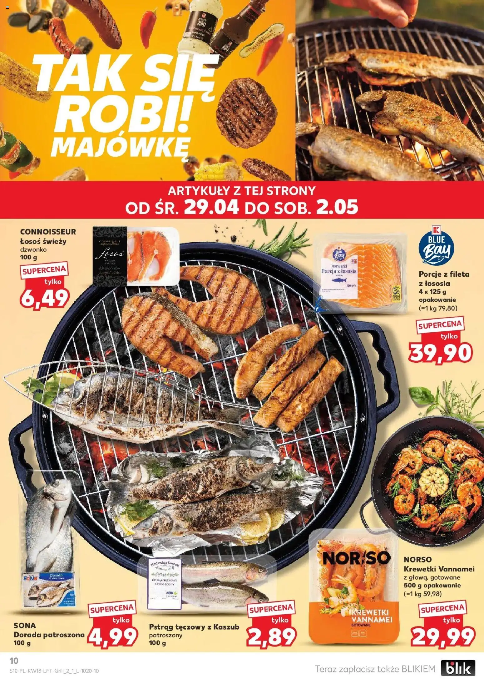 Kaufland - Kaufland Gazetka Tygodnia ważna do 06.05 od 28.04.2026 | Strona: 10 | Produkty: Pstrąg tęczowy, Krewetki, Dorada, Krewetki vannamei