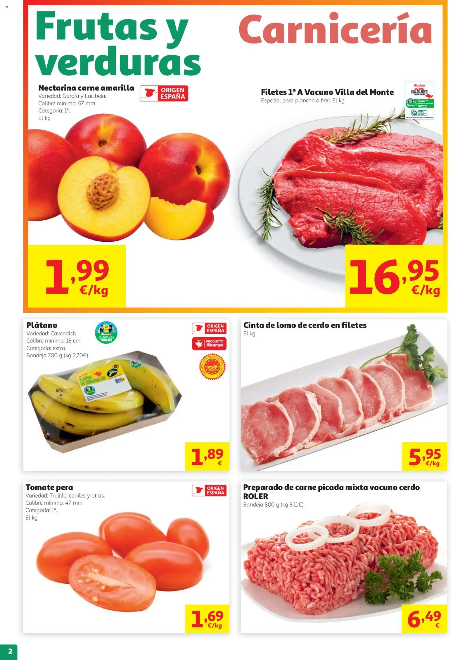 Alcampo Superstore Nacional │ válido desde el 27/08/2026 | Página: 2 | Productos: Carne picada mixta, Cerdo, Lomo de cerdo, Bandeja