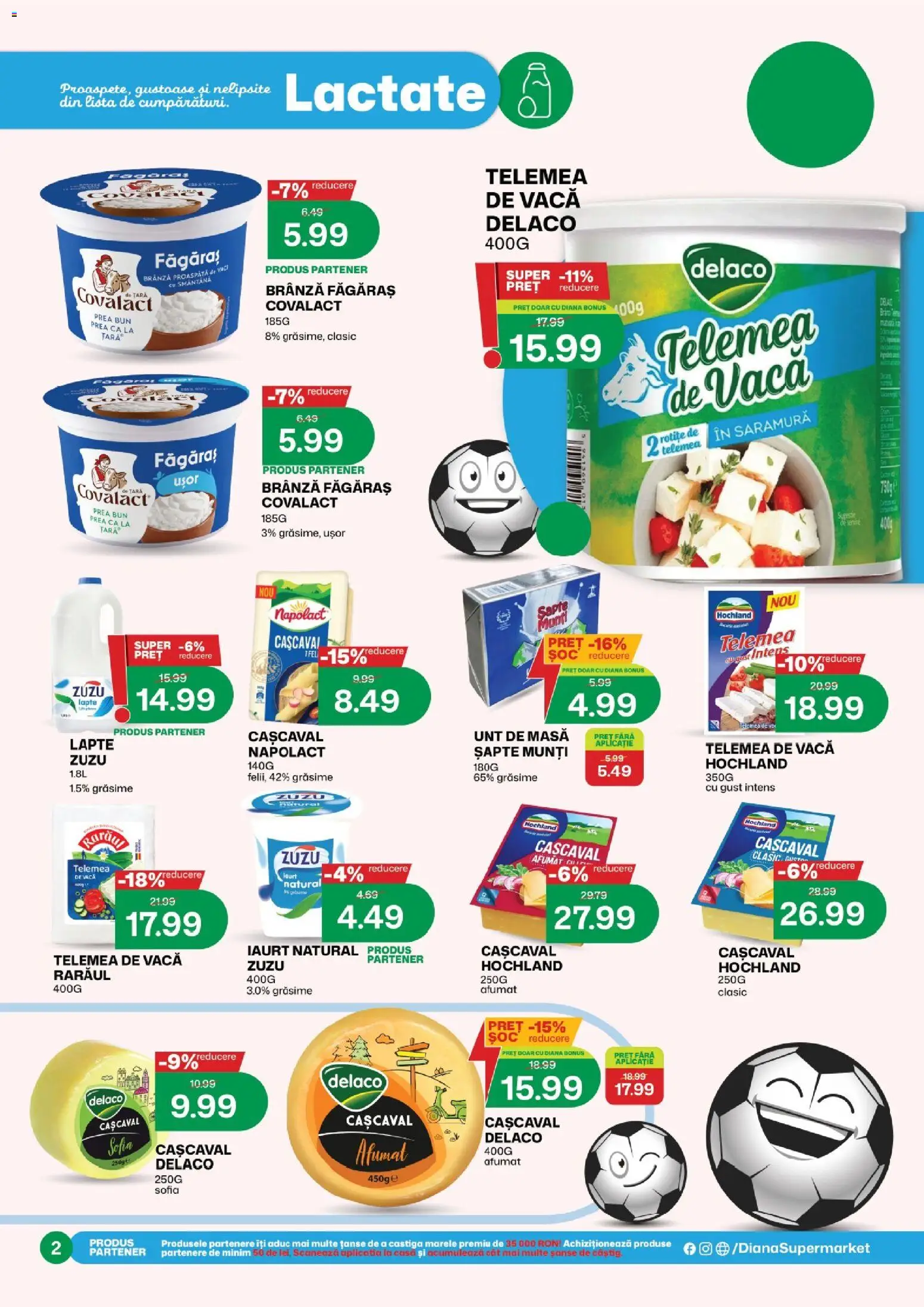 Noul catalog Diana – valabil de la 01.06.2026 | Pagină: 2 | Produse: Light Kedi Konservesi, Cașcaval, Unt, Smântână
