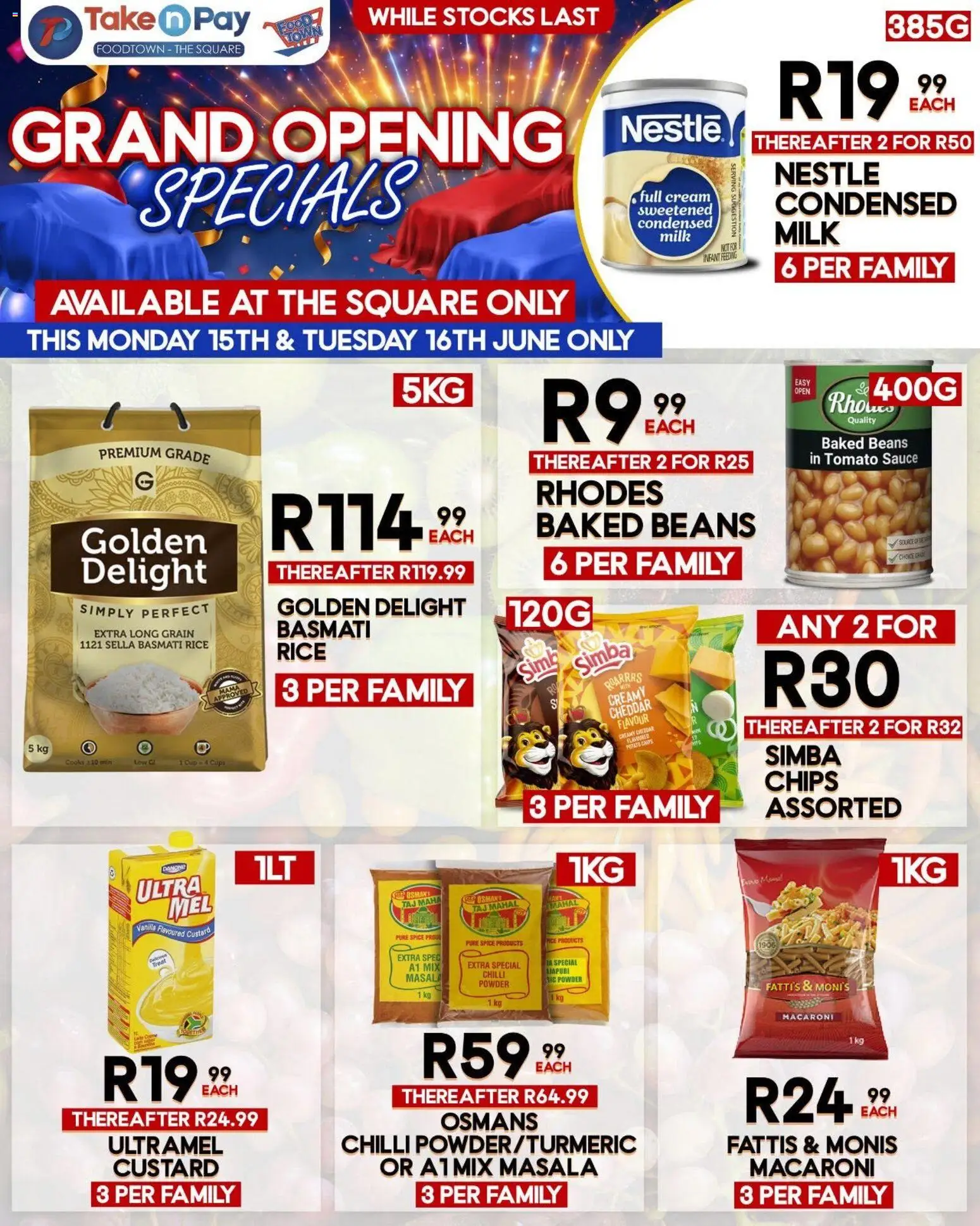 New Take n Pay catalogue – valid from 15.06.2026 | Page: 3 | Products: Baked beans, Milk, Tomato sauce, Cream