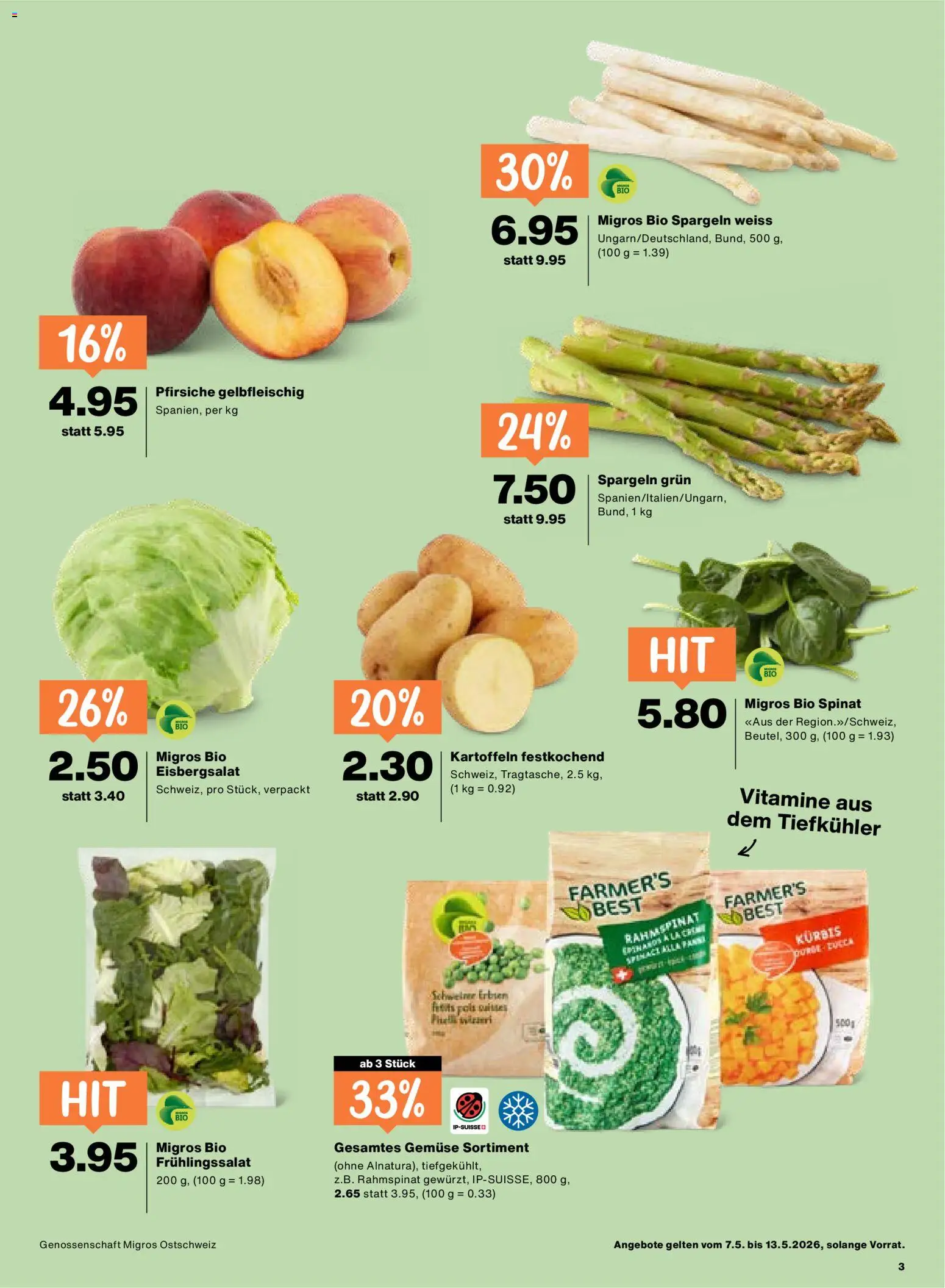 Migros aktionen – gültig ab 07.05.2026 | Seite: 3 | Produkte: Gemüse, Kartoffeln, Kürbis
