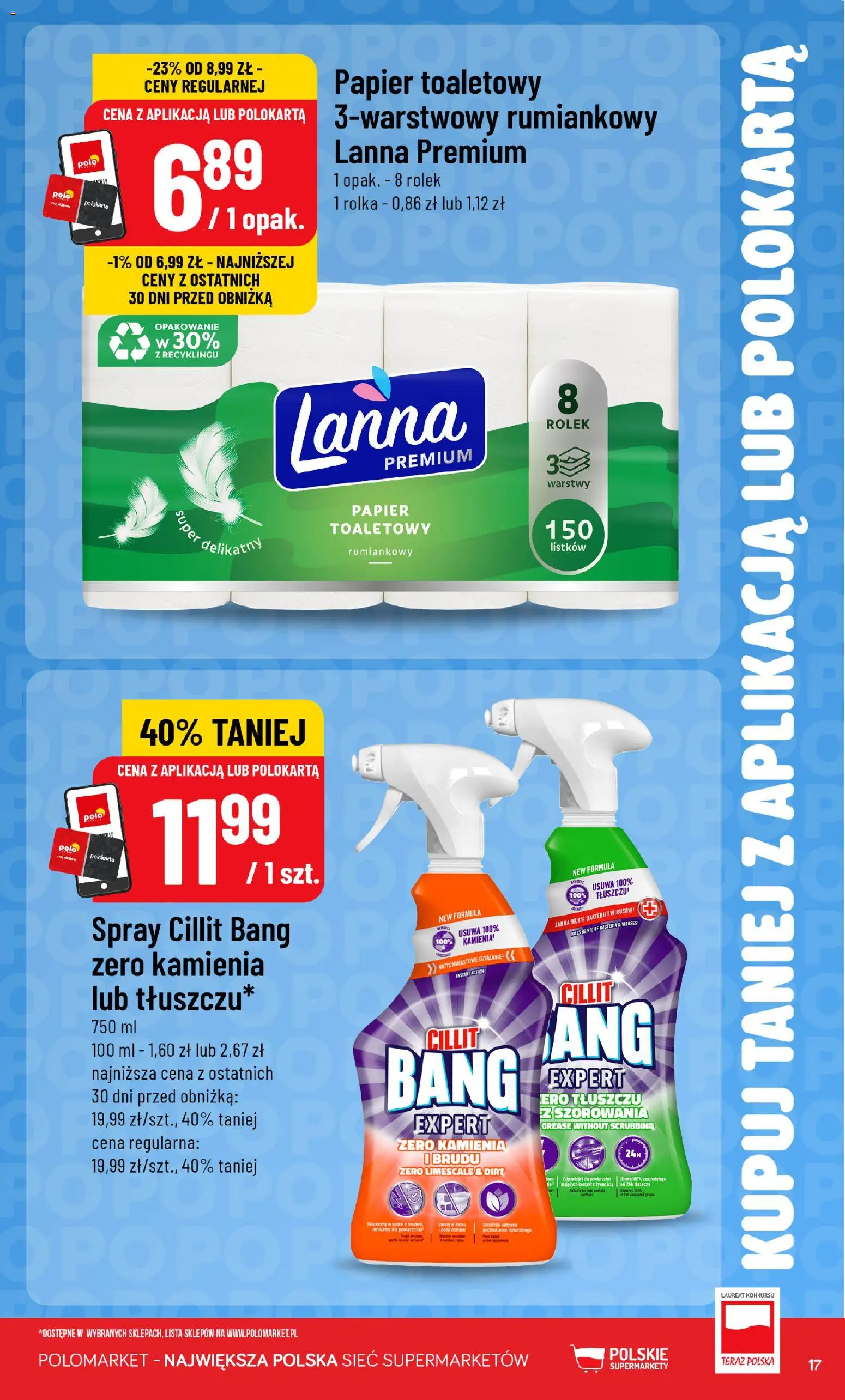 Nowa POLOmarket gazetka od jutra 19.08.2026 | Strona: 17 | Produkty: Papier toaletowy, Cillit bang