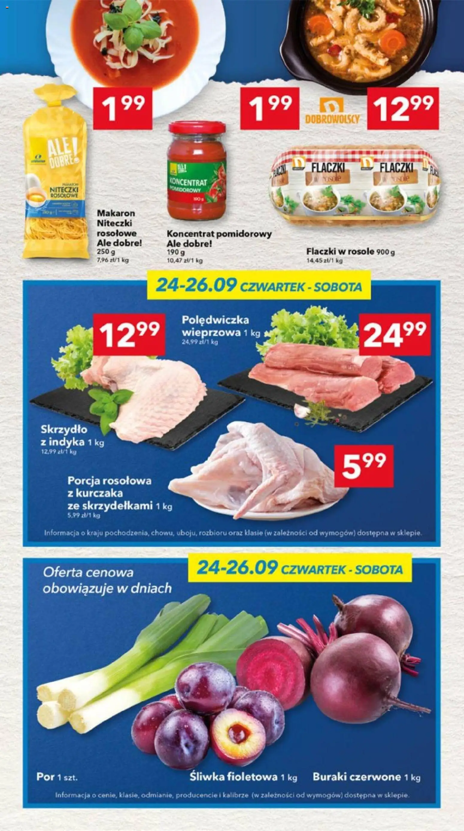 Lewiatan gazetka - Lublin od 24.09.2026 | Strona: 3 | Produkty: Porcja rosołowa, Koncentrat pomidorowy, Polędwiczka wieprzowa, Buraki