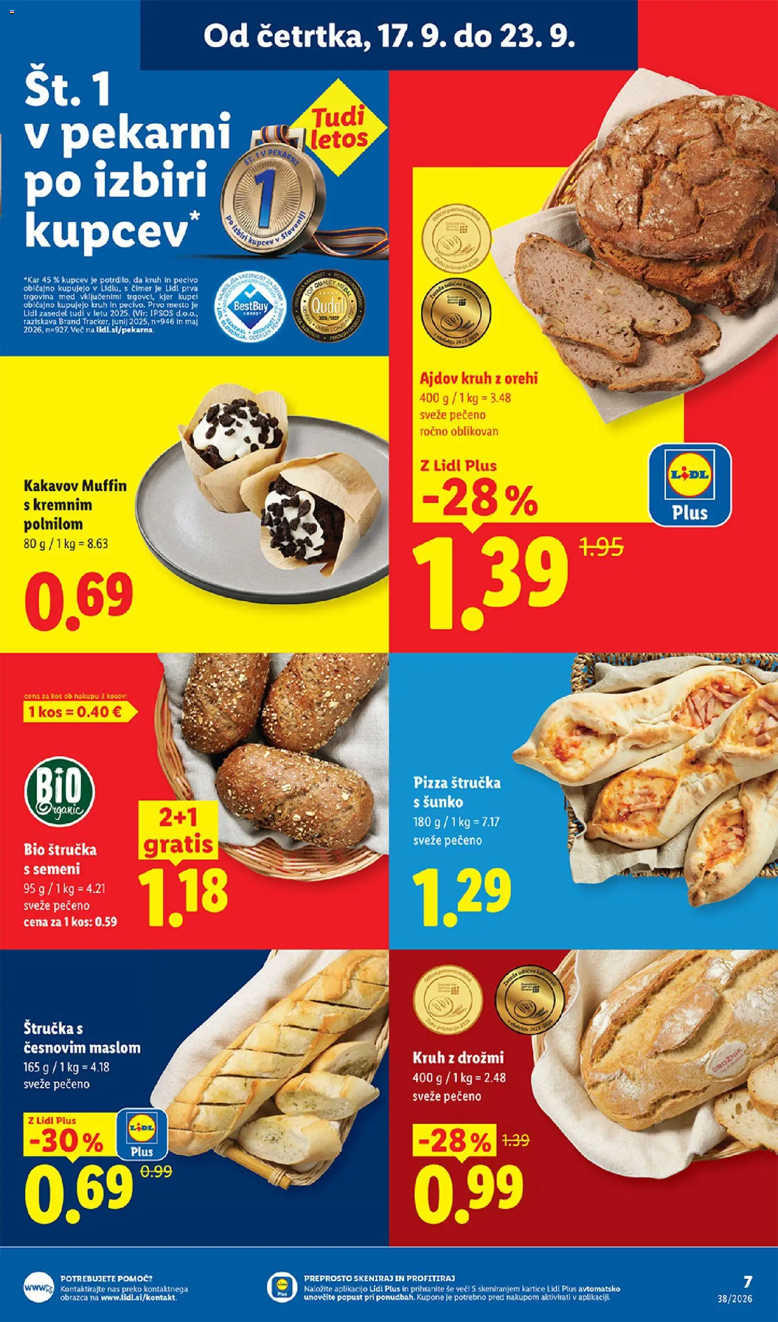 Novi Lidl katalog ponudbe – veljaven od 17.09.2026 | Stran: 7 | Izdelki: Med, Štručka, Kos, Kruh